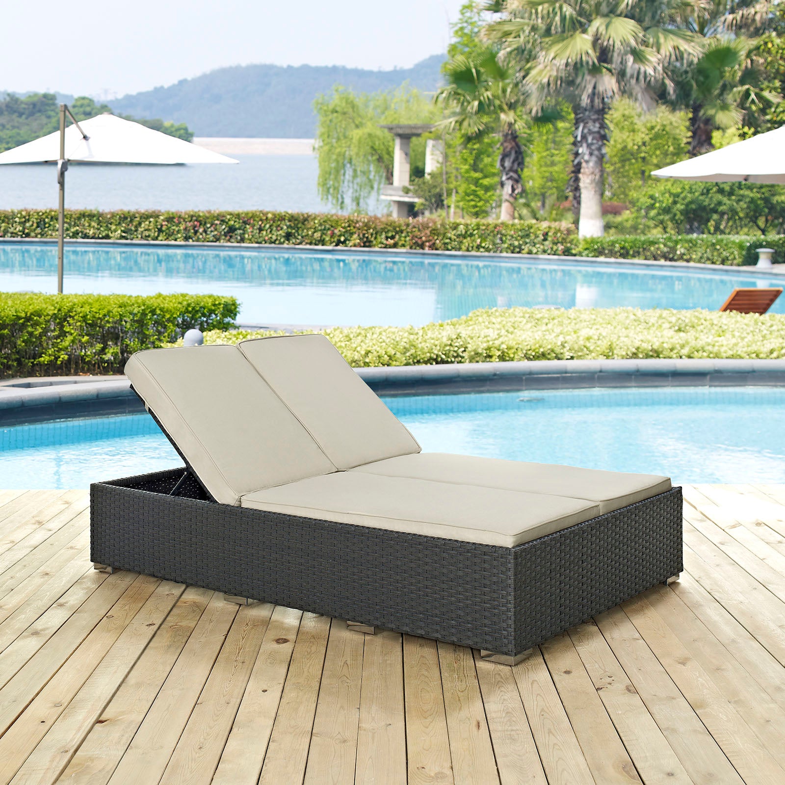 Sojourn Outdoor Patio Sunbrella® Double Chaise - East Shore Modern Home Furnishings