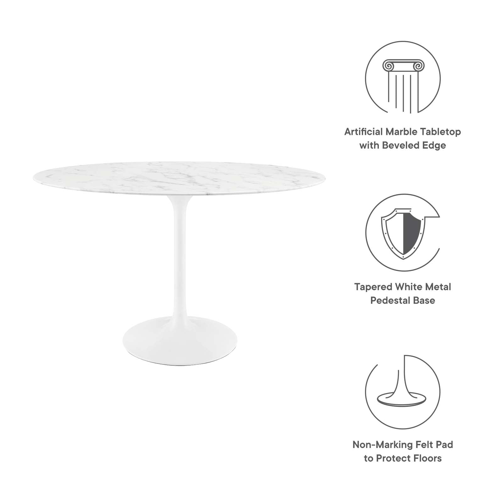 Lippa 48" Oval Artificial Marble Dining Table - East Shore Modern Home Furnishings