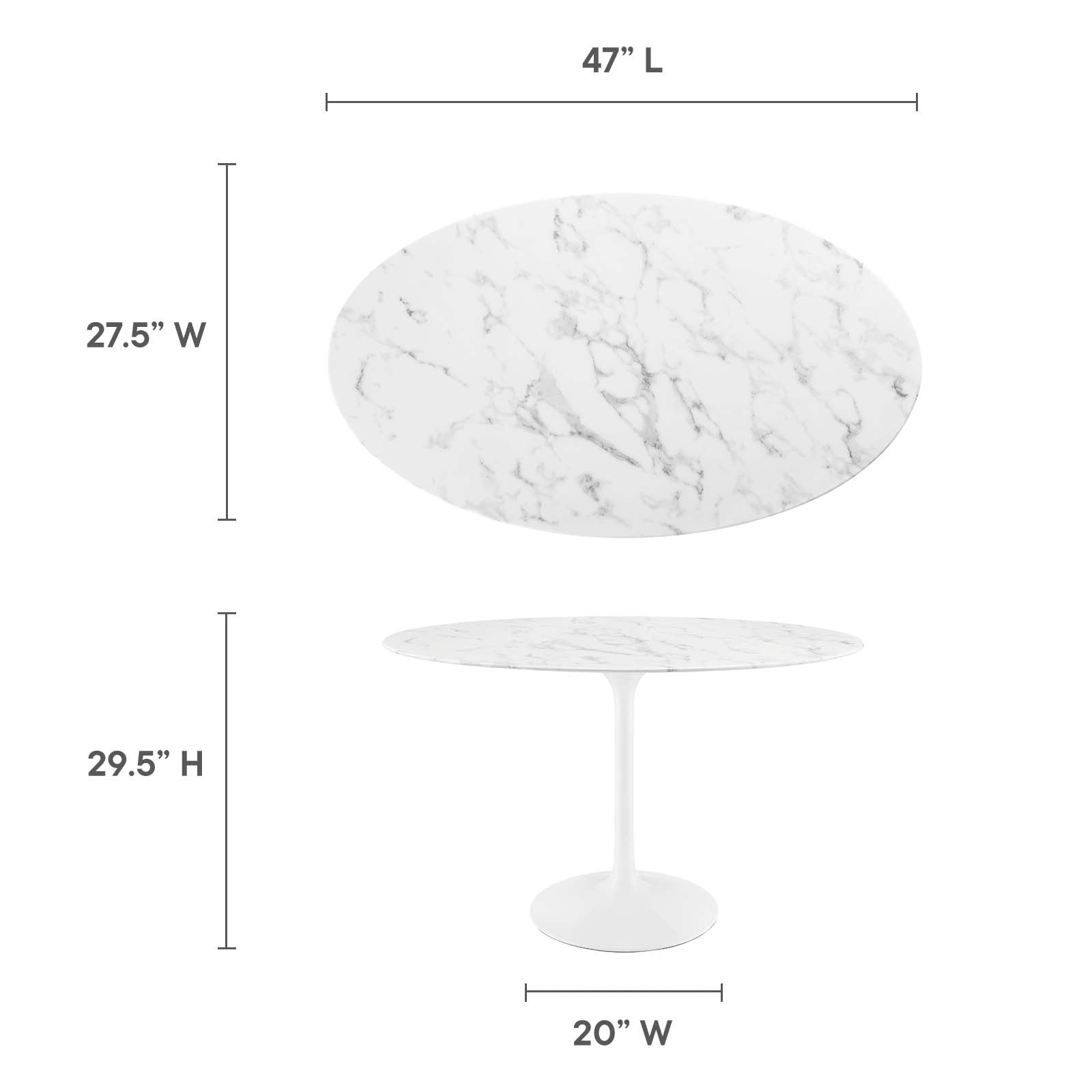 Lippa 48" Oval Artificial Marble Dining Table - East Shore Modern Home Furnishings