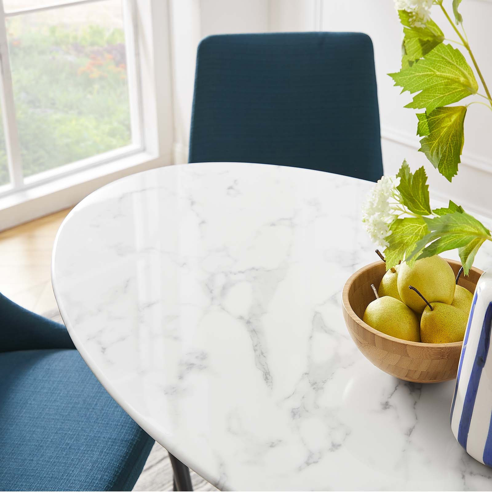 Lippa 48" Oval Artificial Marble Dining Table - East Shore Modern Home Furnishings
