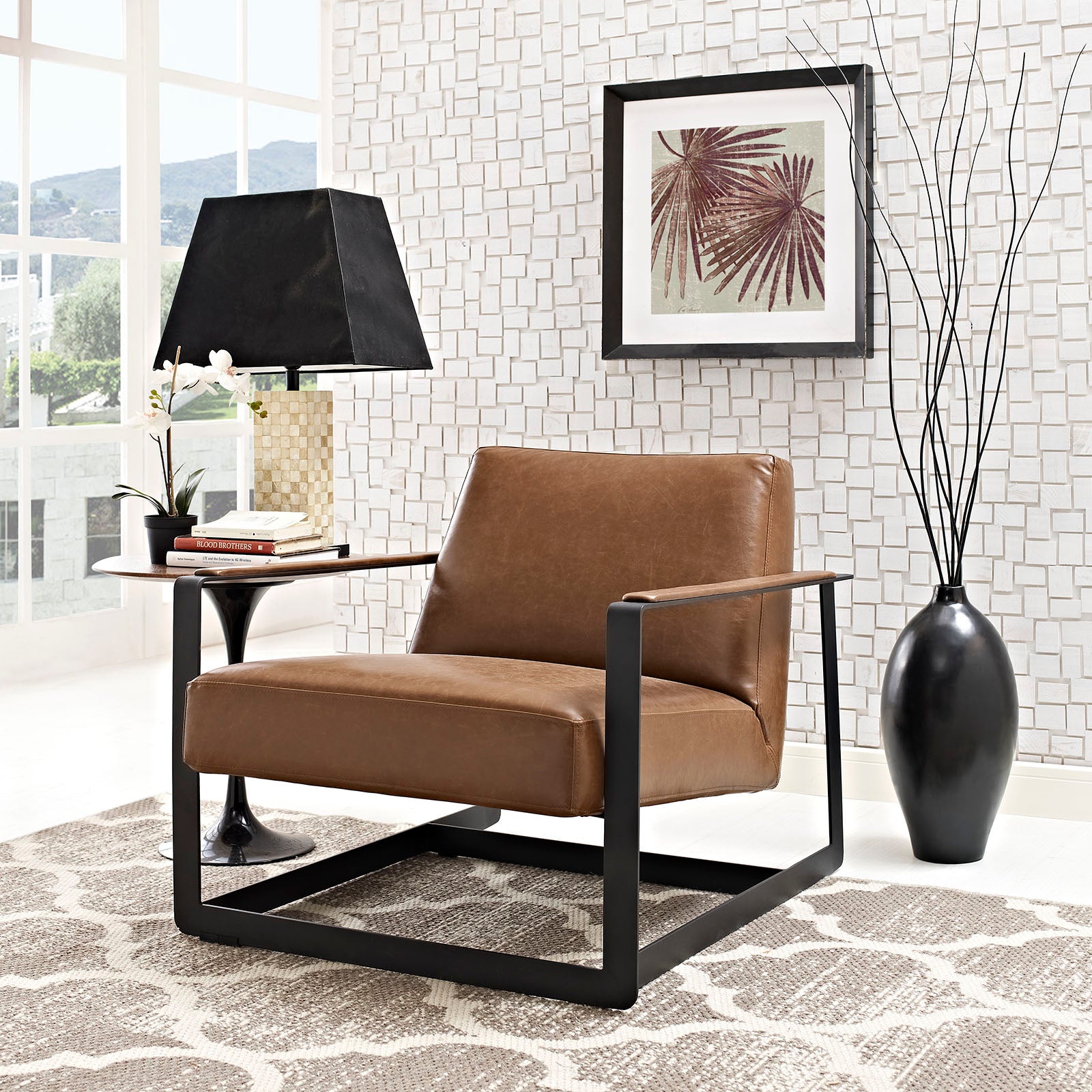 Seg Vegan Leather Upholstered Vinyl Accent Chair