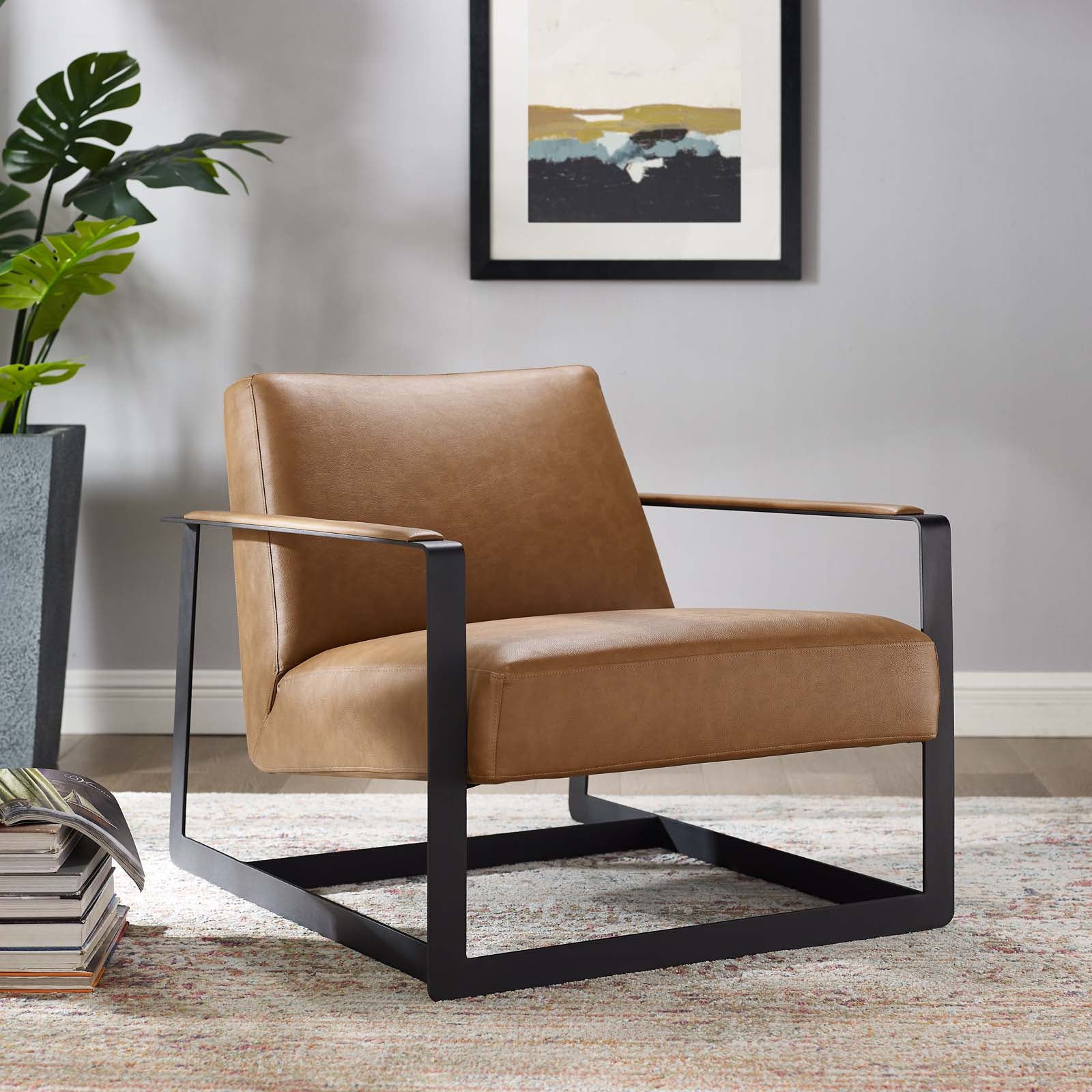 Seg Vegan Leather Upholstered Vinyl Accent Chair