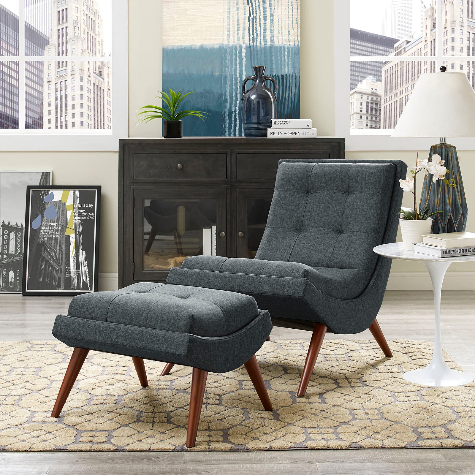 Ramp Upholstered Fabric Lounge Chair Set - East Shore Modern Home Furnishings