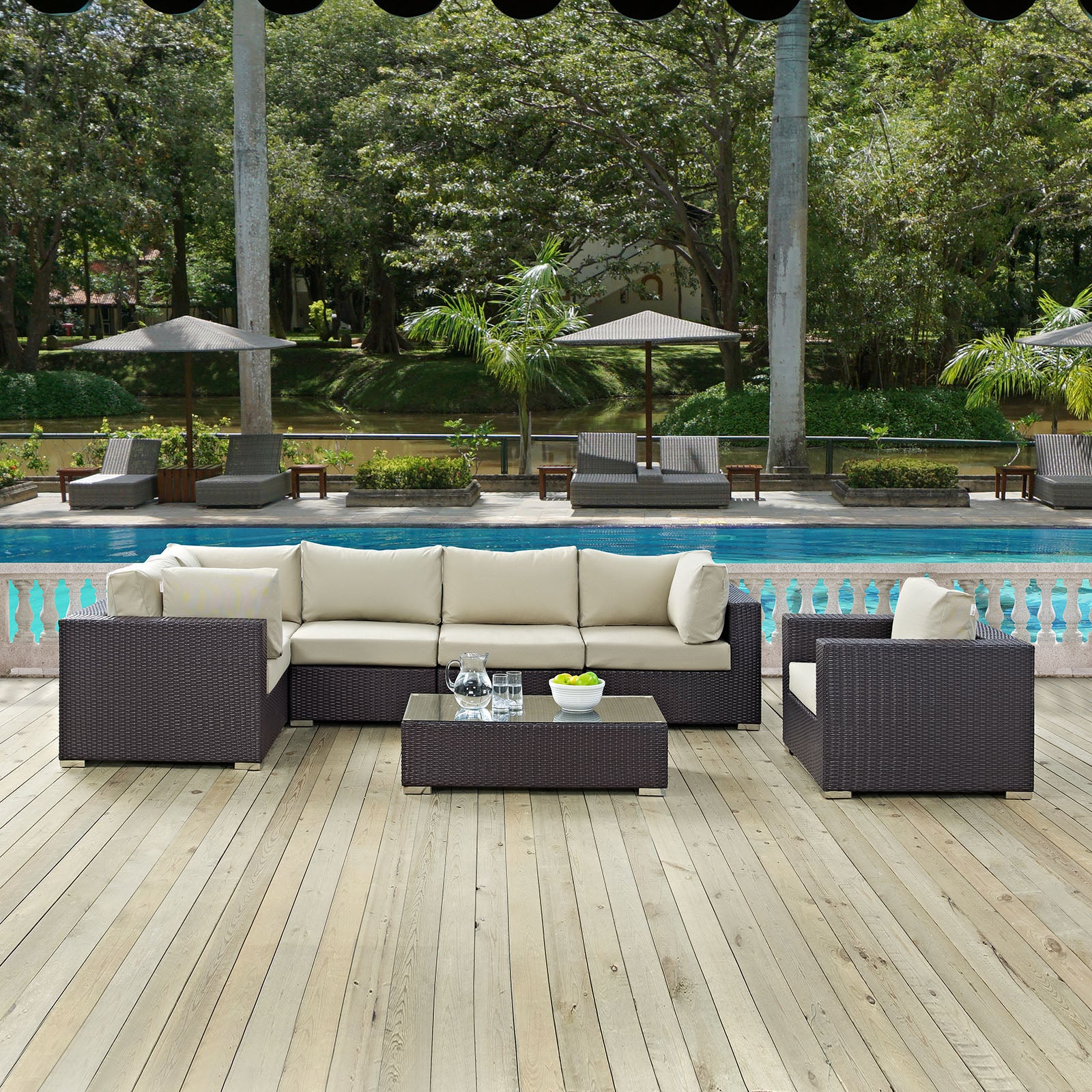 Convene 7 Piece Outdoor Patio Sectional Set - East Shore Modern Home Furnishings