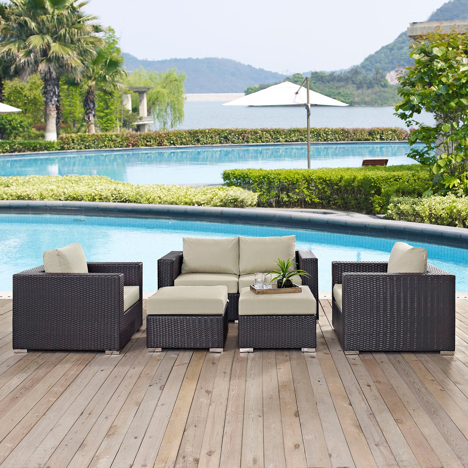 Convene 5 Piece Outdoor Patio Sofa Set - East Shore Modern Home Furnishings