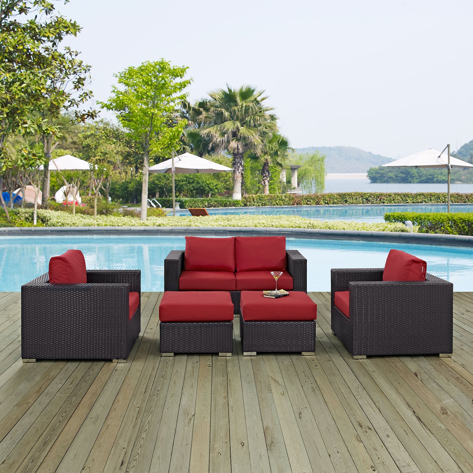 Convene 5 Piece Outdoor Patio Sofa Set - East Shore Modern Home Furnishings