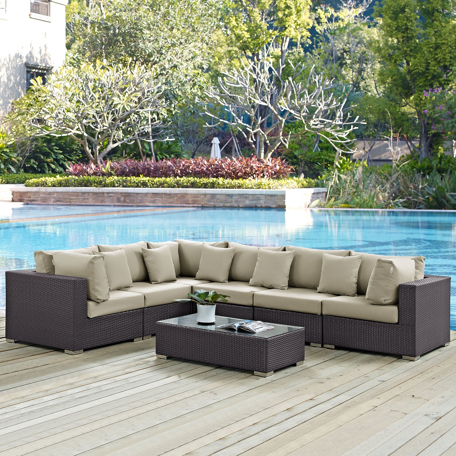 Convene 7 Piece Outdoor Patio Sectional Set - East Shore Modern Home Furnishings