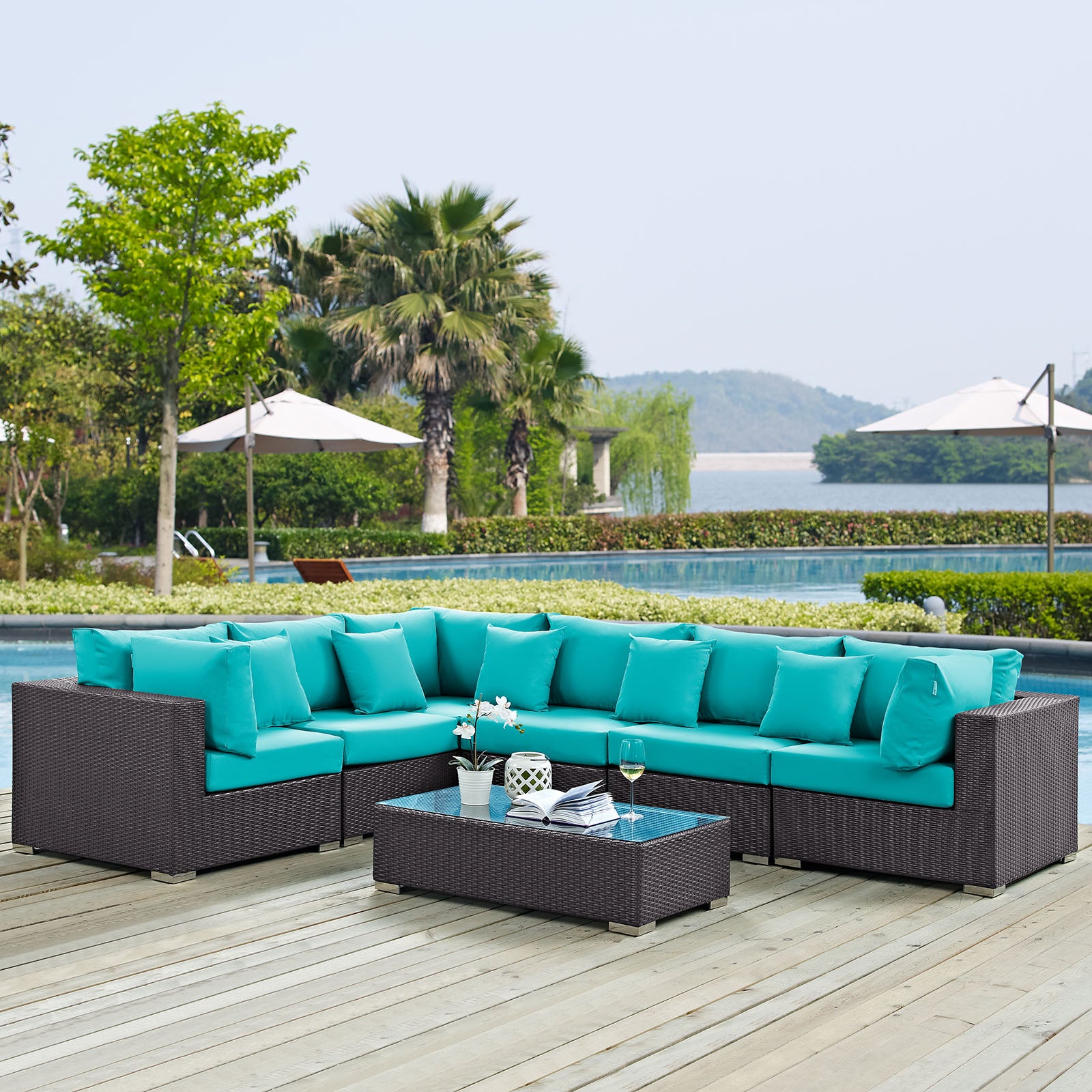 Convene 7 Piece Outdoor Patio Sectional Set