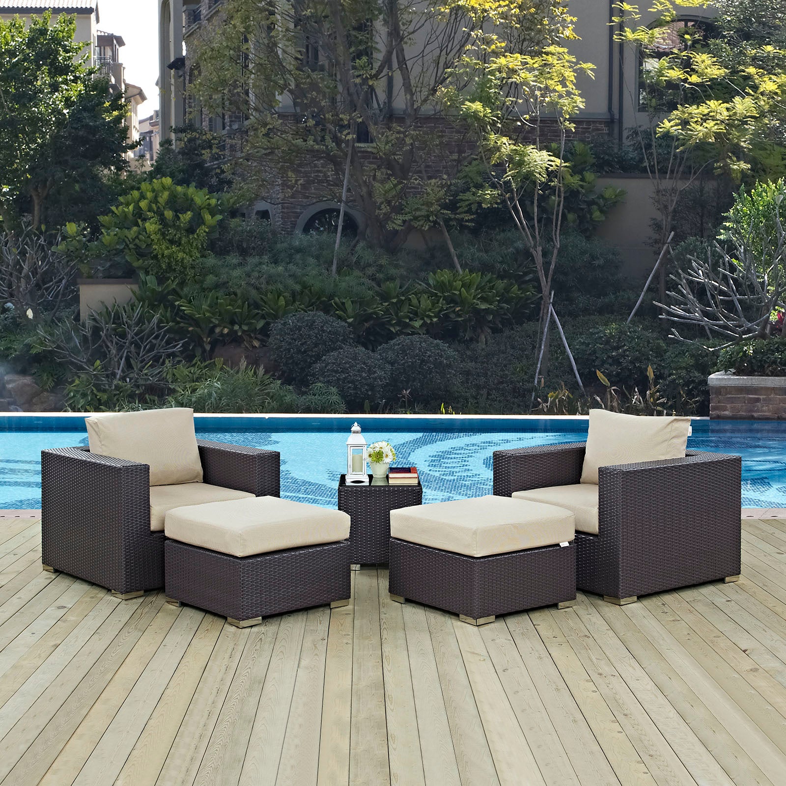 Convene 5 Piece Outdoor Patio Sectional Set - East Shore Modern Home Furnishings