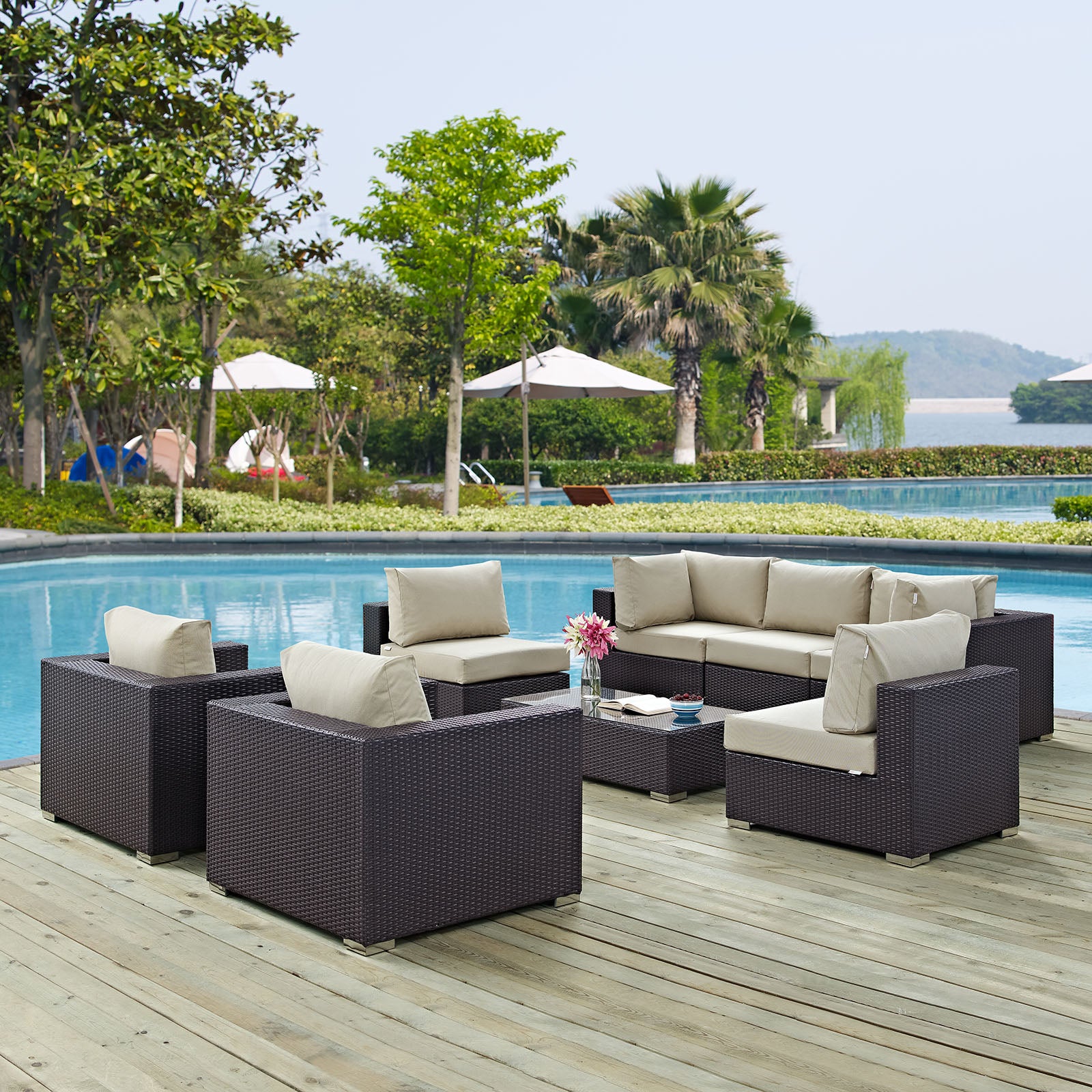 Convene 8 Piece Outdoor Patio Sectional Set - East Shore Modern Home Furnishings