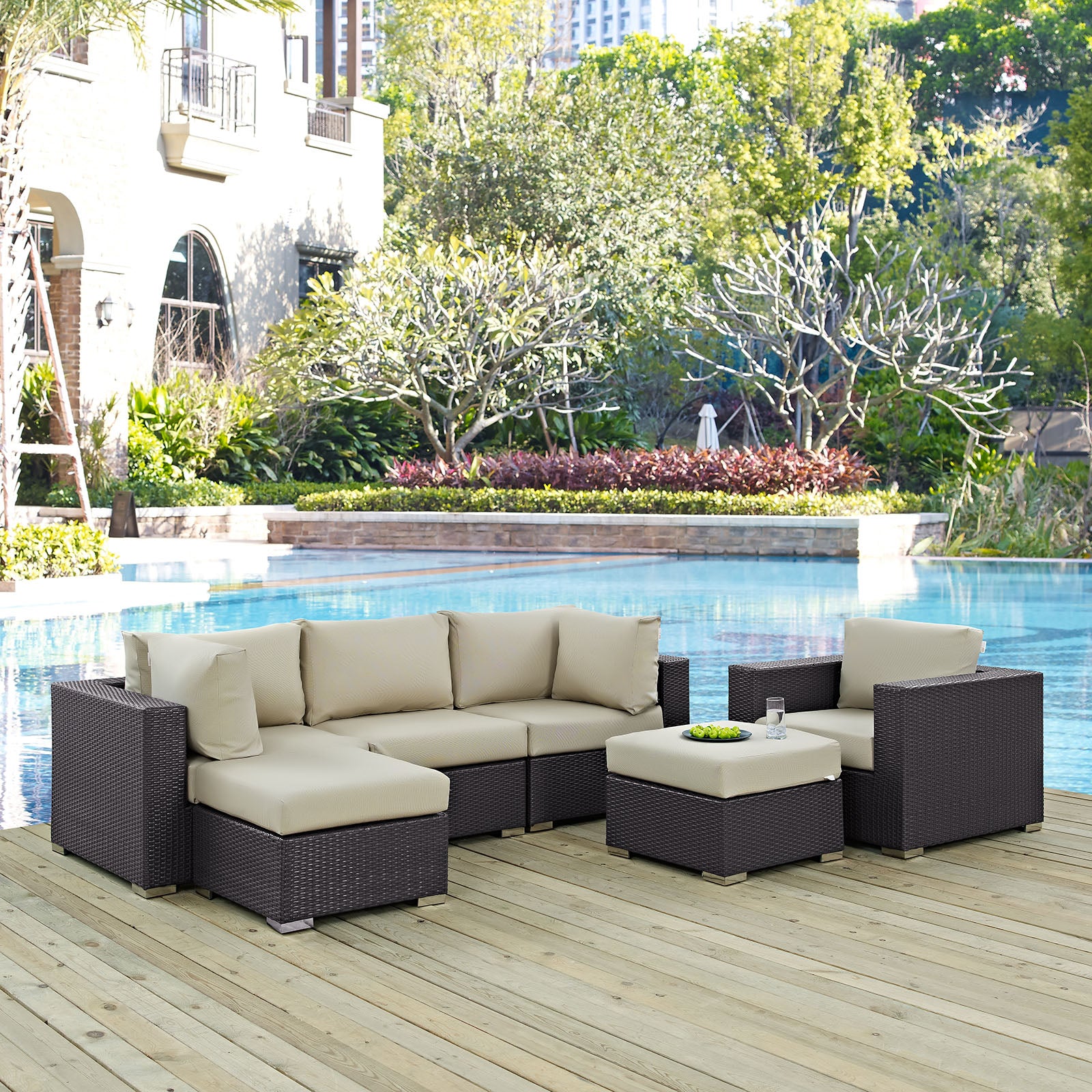 Convene 6 Piece Outdoor Patio Sectional Set - East Shore Modern Home Furnishings