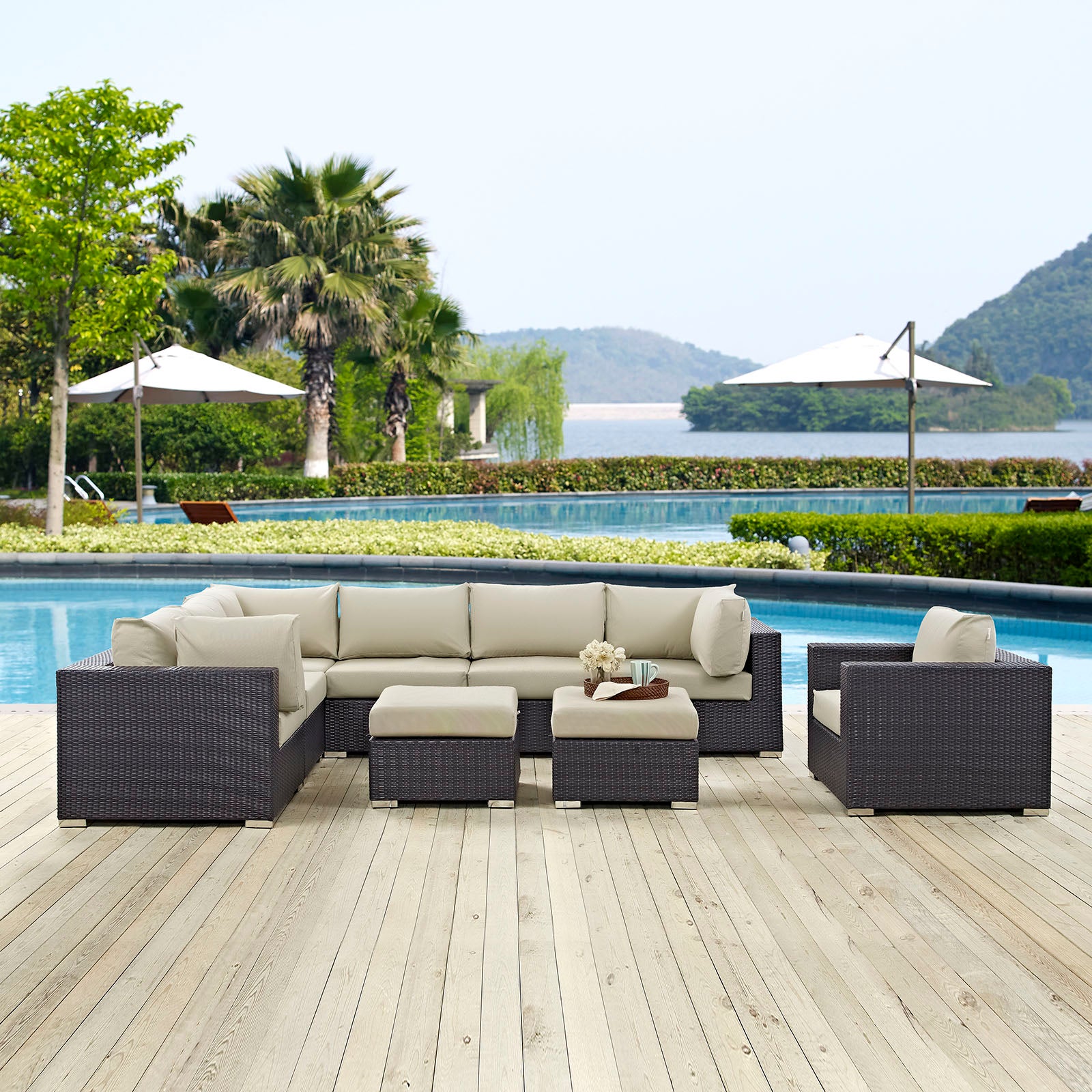 Convene 9 Piece Outdoor Patio Sectional Set - East Shore Modern Home Furnishings