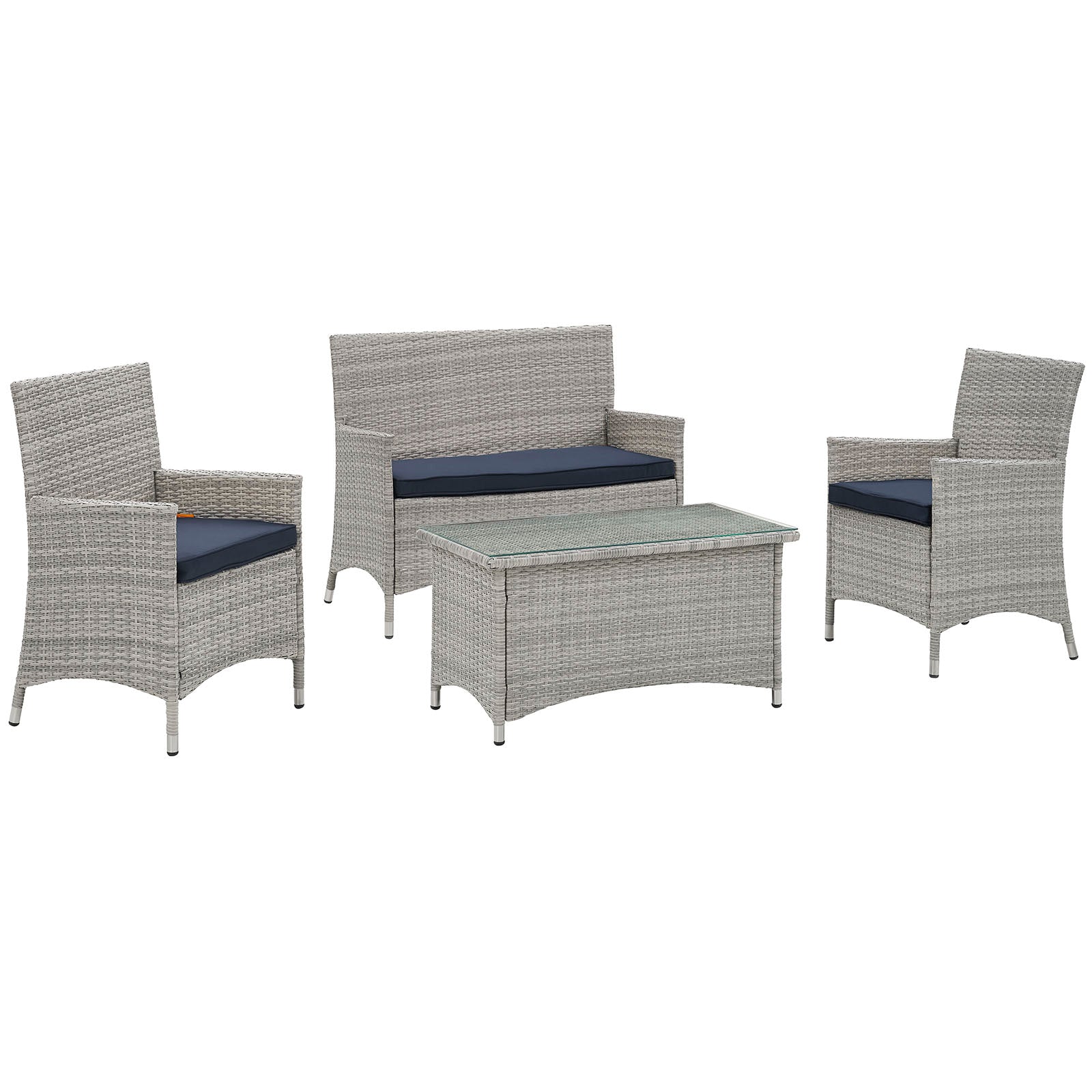 Bridge 4 Piece Outdoor Patio Patio Conversation Set - East Shore Modern Home Furnishings