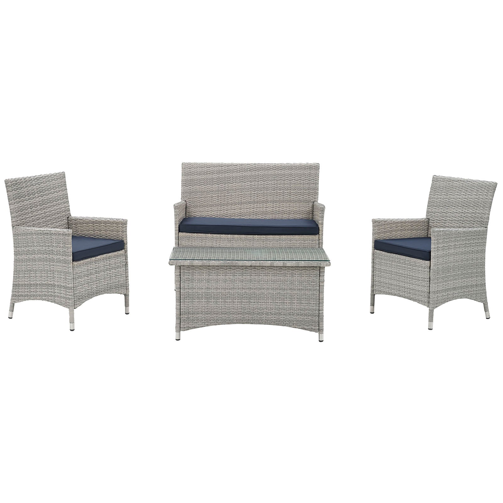 Bridge 4 Piece Outdoor Patio Patio Conversation Set - East Shore Modern Home Furnishings