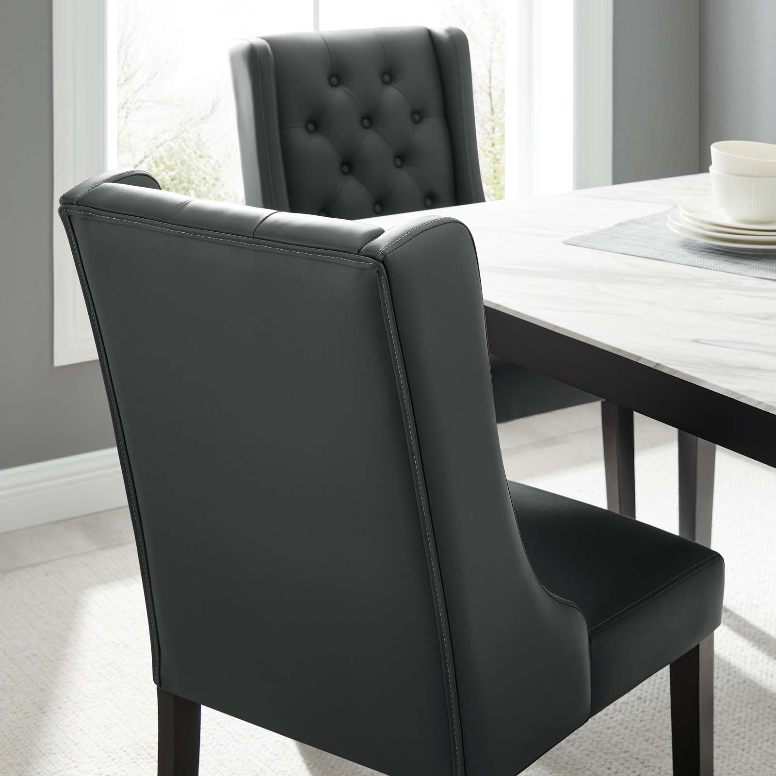 Baronet Button Tufted Vegan Leather Dining Chair - East Shore Modern Home Furnishings