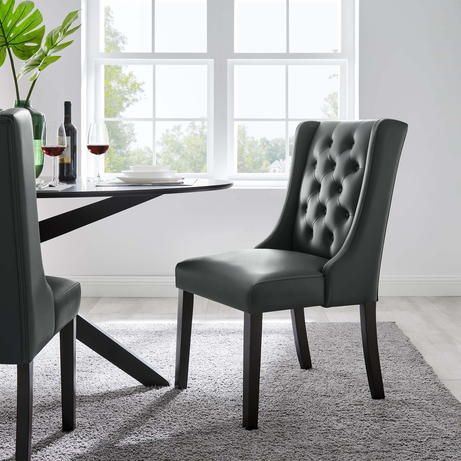 Baronet Button Tufted Vegan Leather Dining Chair - East Shore Modern Home Furnishings