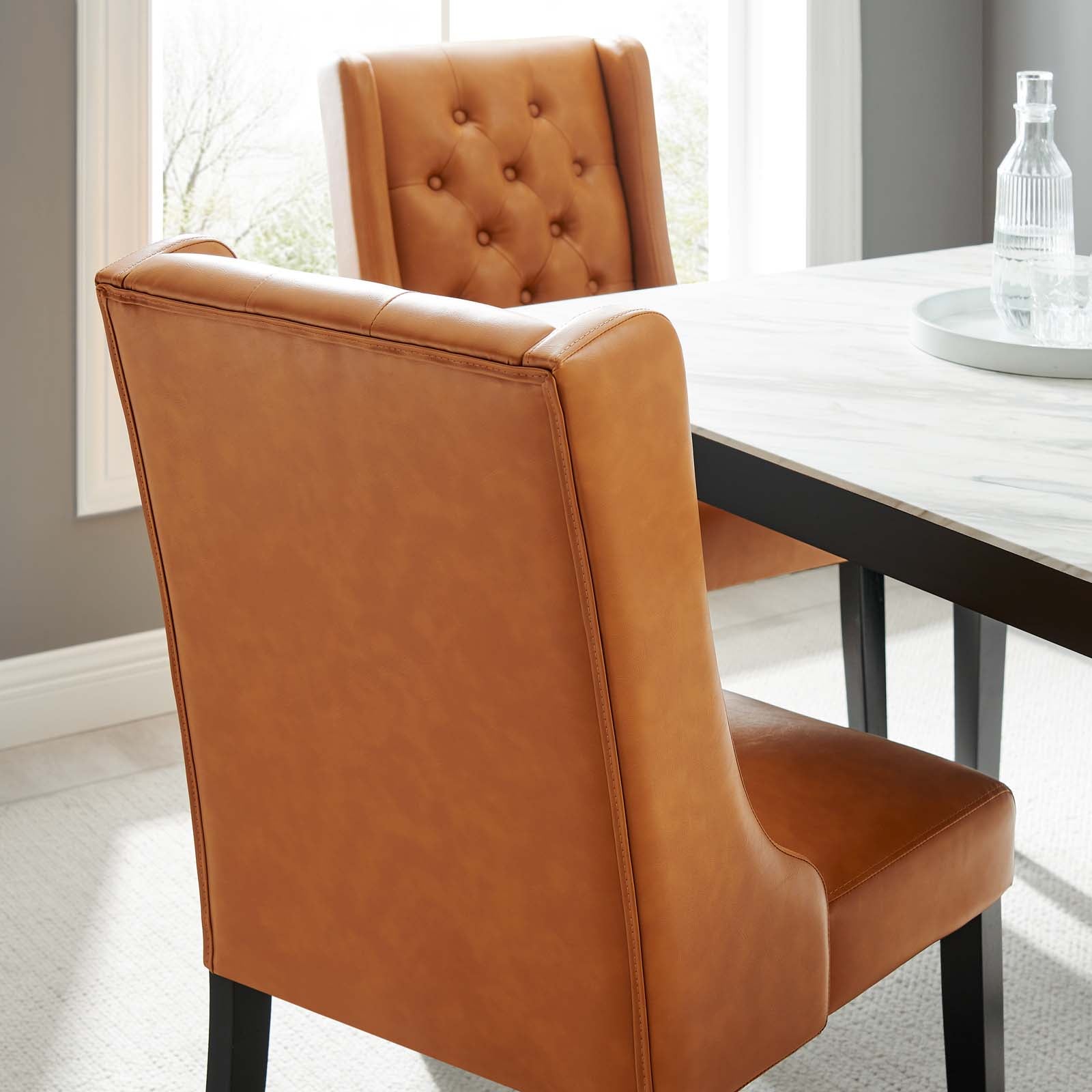 Baronet Button Tufted Vegan Leather Dining Chair - East Shore Modern Home Furnishings