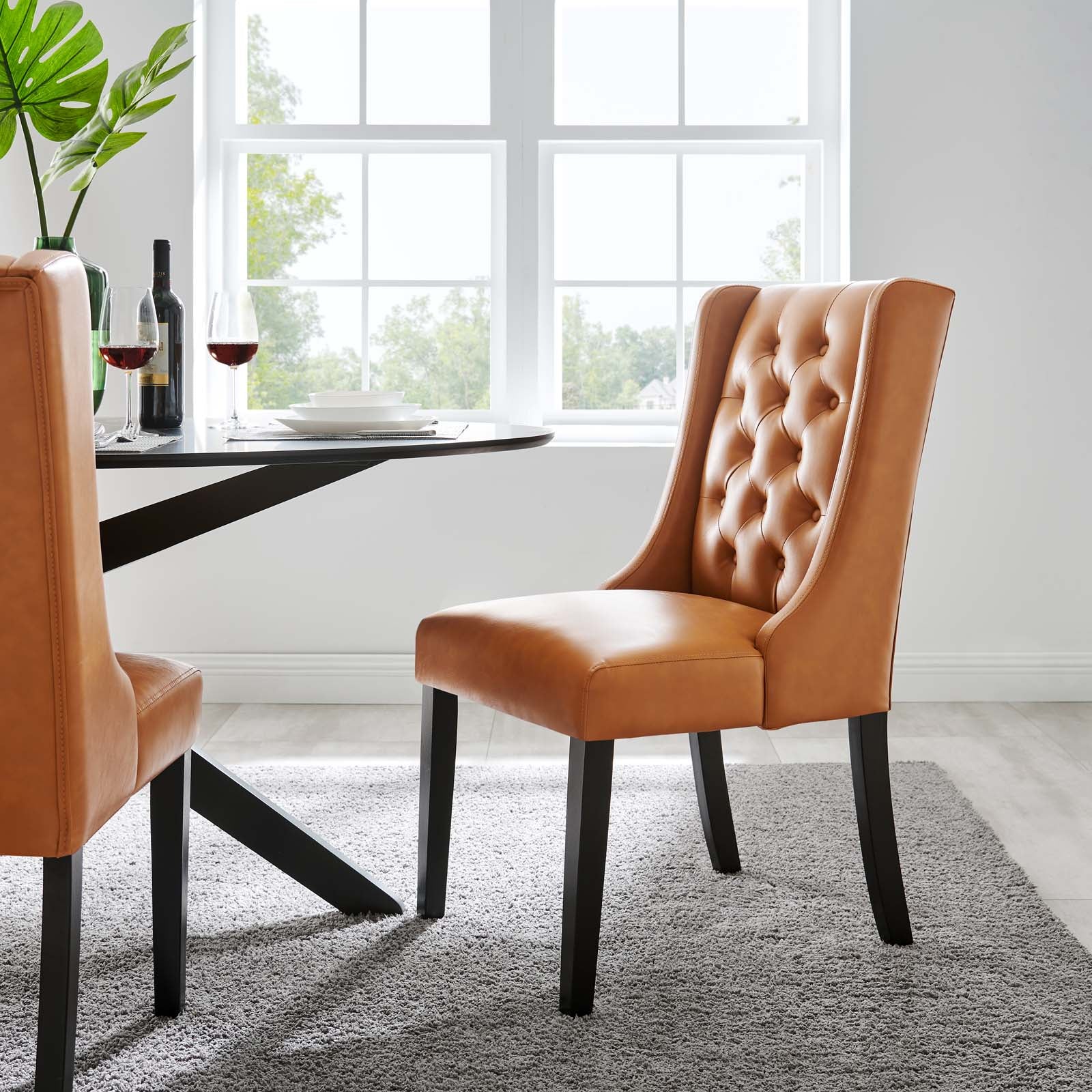 Baronet Button Tufted Vegan Leather Dining Chair - East Shore Modern Home Furnishings