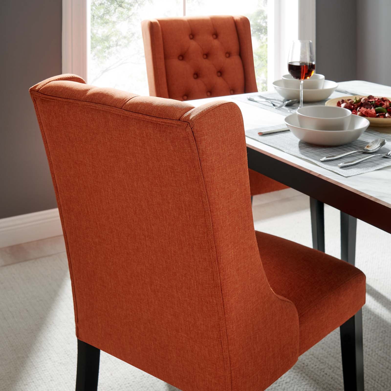 Baronet Button Tufted Fabric Dining Chair - East Shore Modern Home Furnishings