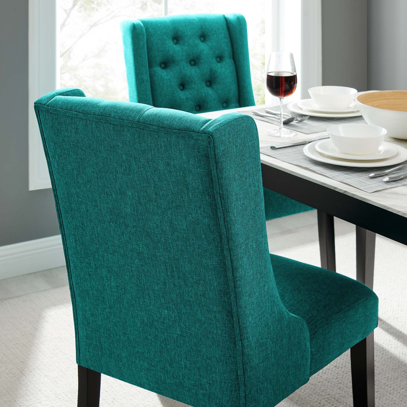 Baronet Button Tufted Fabric Dining Chair - East Shore Modern Home Furnishings