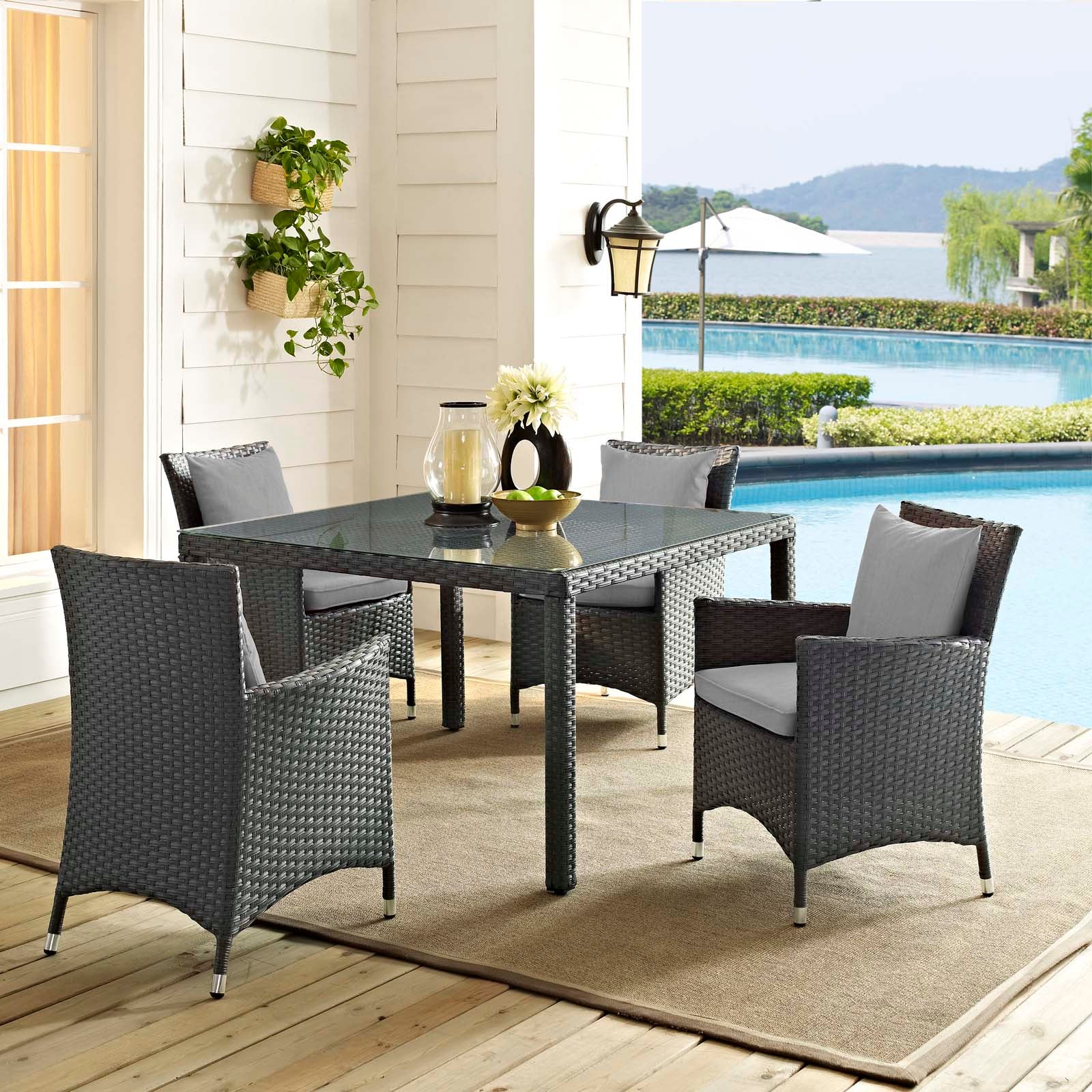 Sojourn 4 Piece Outdoor Patio Sunbrella® Dining Set - East Shore Modern Home Furnishings