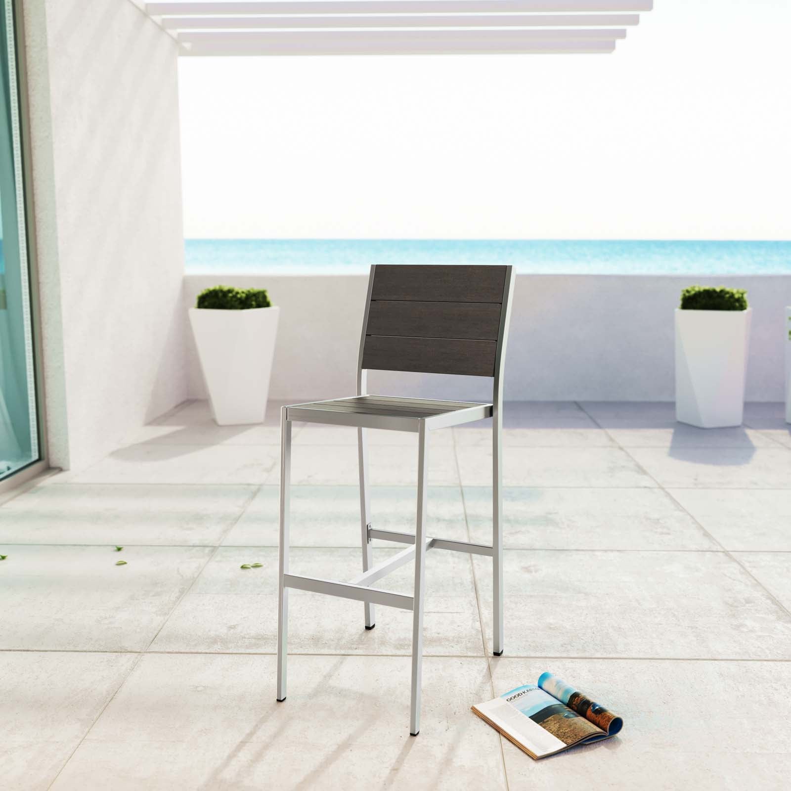 Shore Outdoor Patio Aluminum Armless Bar Stool - East Shore Modern Home Furnishings