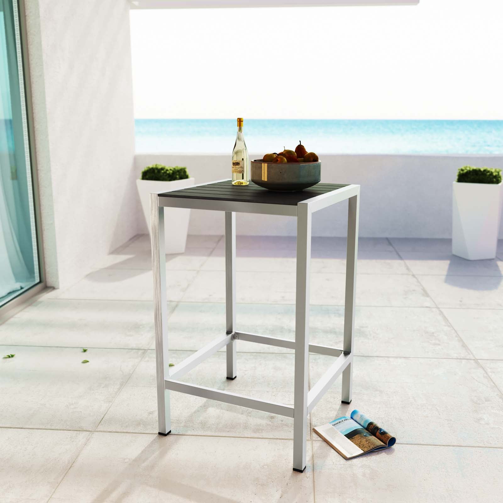 Shore Outdoor Patio Aluminum Bar Table - East Shore Modern Home Furnishings