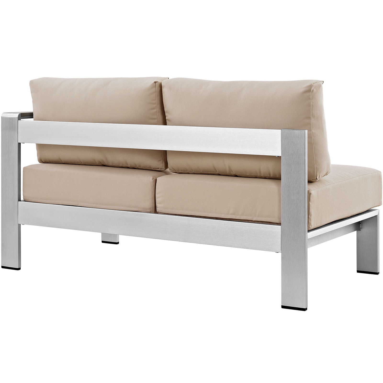 Shore Right-Arm Corner Sectional Outdoor Patio Aluminum Loveseat - East Shore Modern Home Furnishings