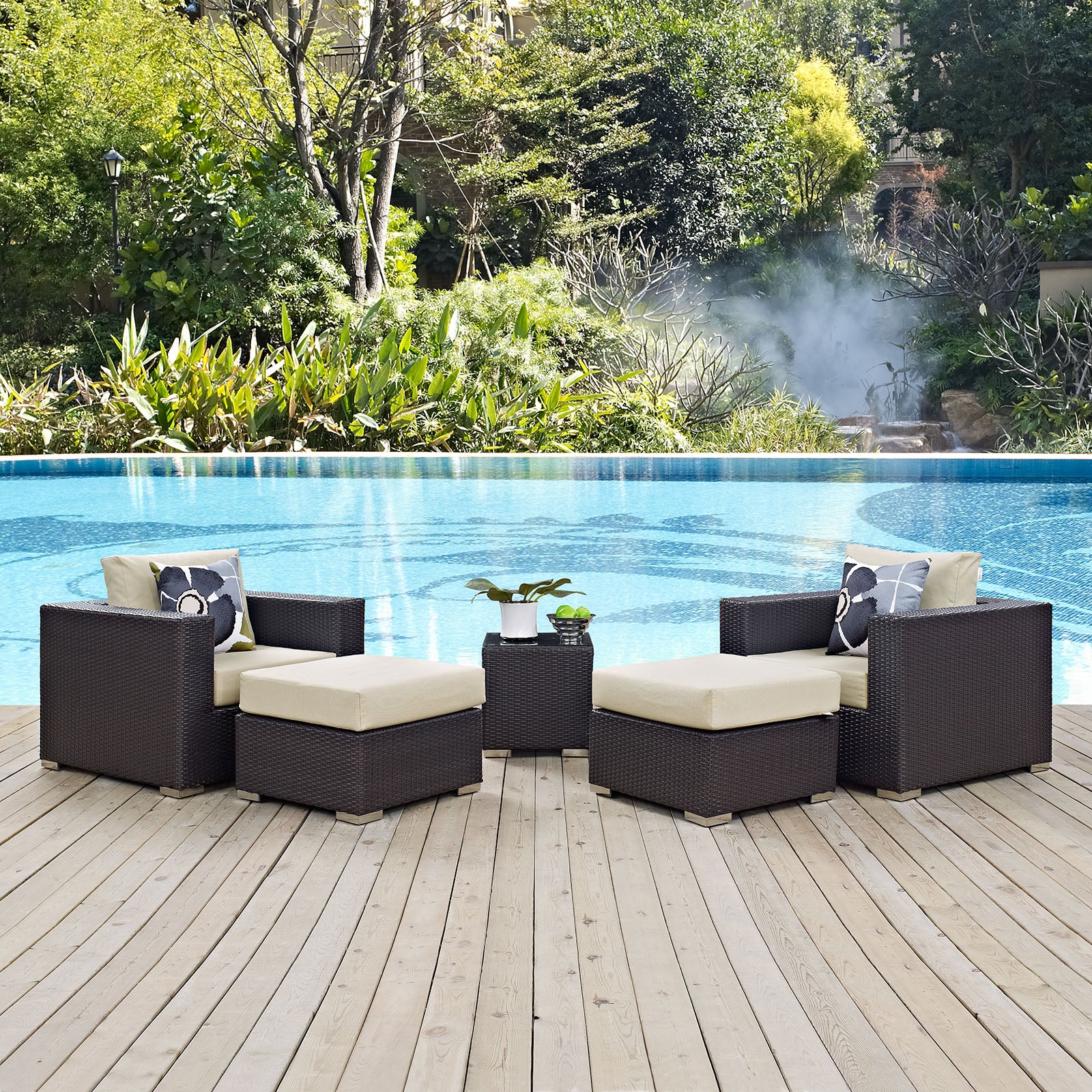 Convene 5 Piece Outdoor Patio Sectional Set - East Shore Modern Home Furnishings