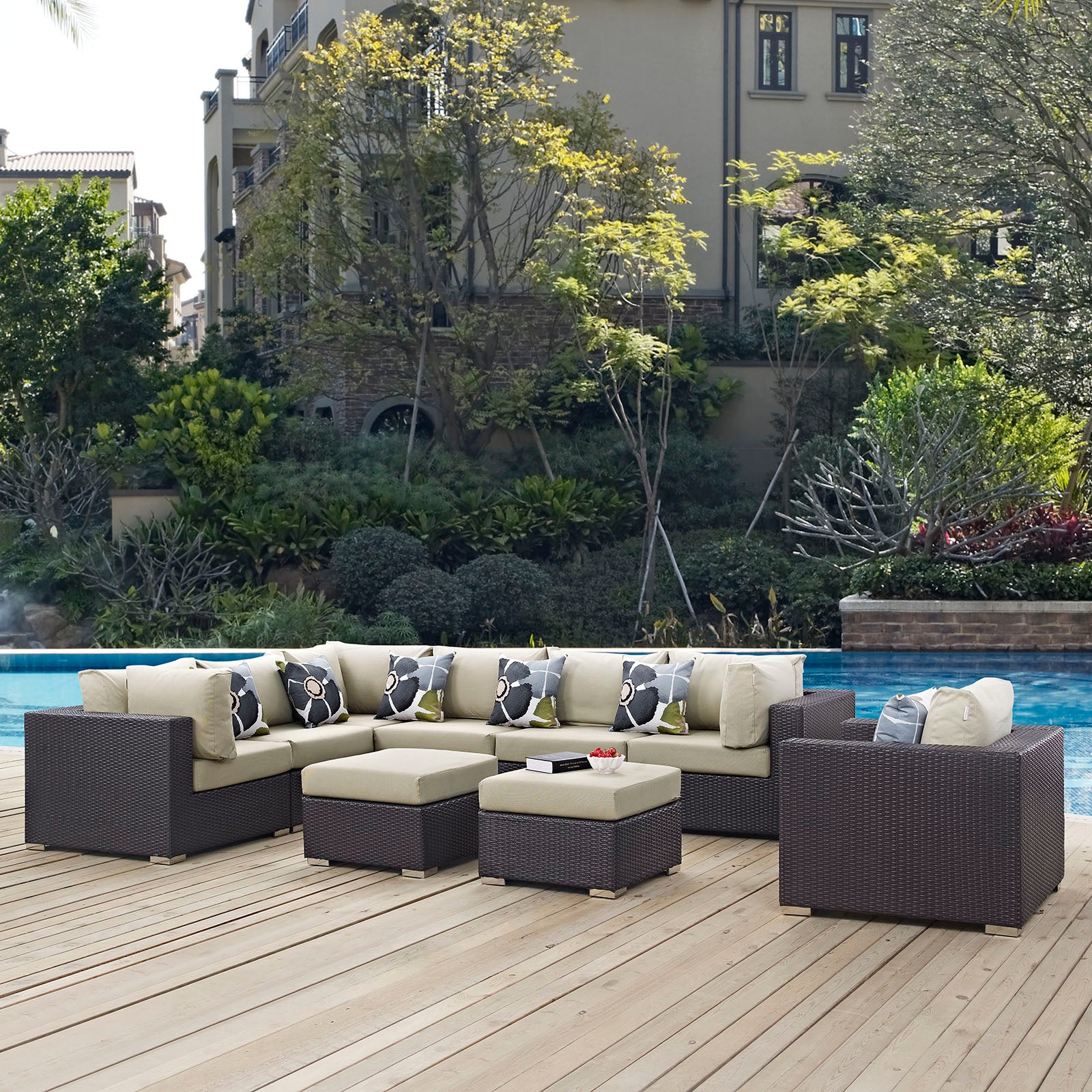 Convene 9 Piece Outdoor Patio Sectional Set - East Shore Modern Home Furnishings