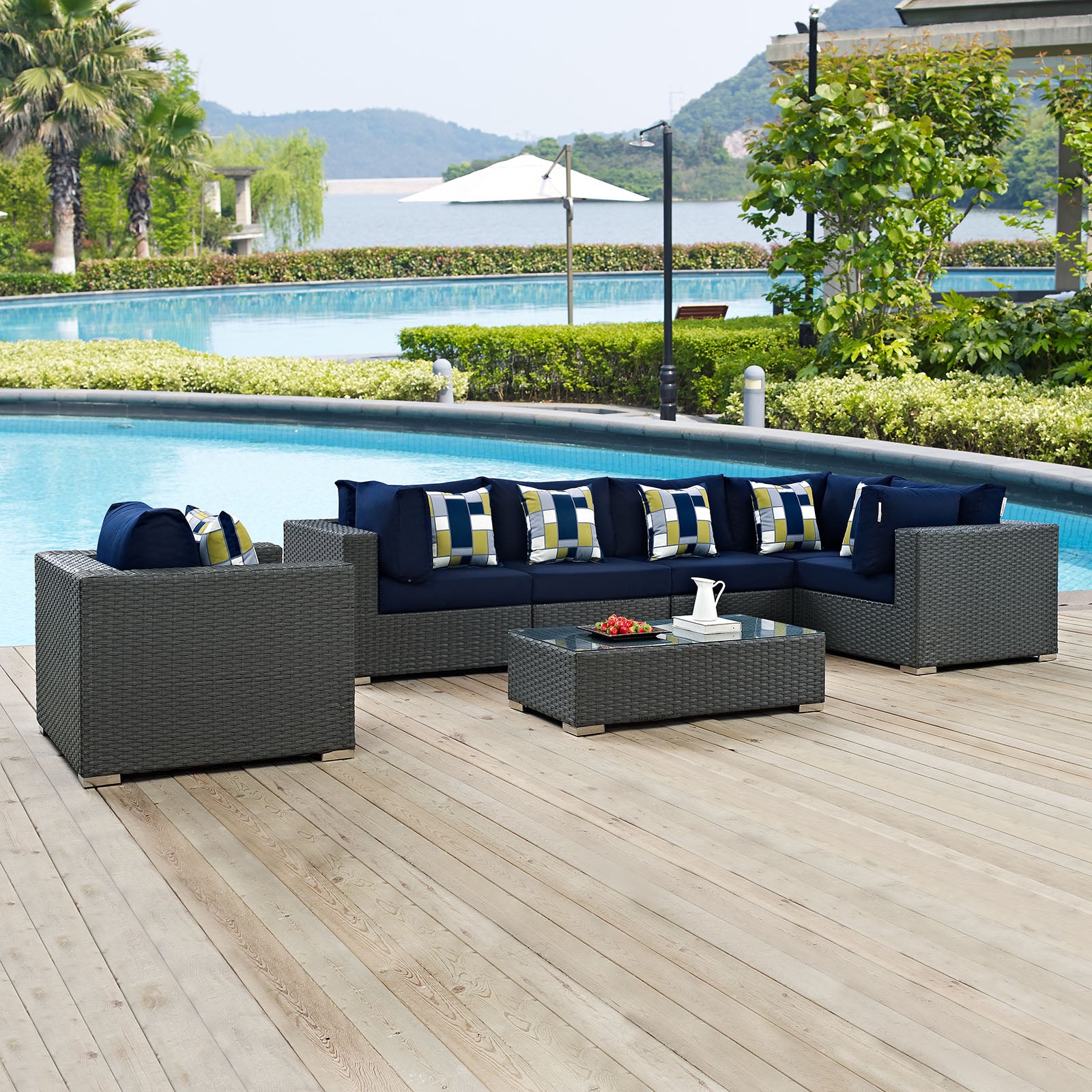 Sojourn 7 Piece Outdoor Patio Sunbrella® Sectional Set