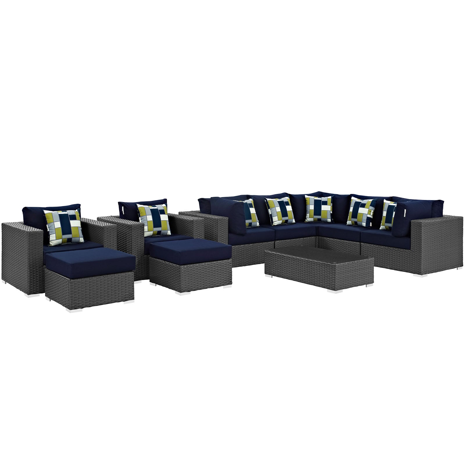 Sojourn 10 Piece Outdoor Patio Sunbrella® Sectional Set - East Shore Modern Home Furnishings