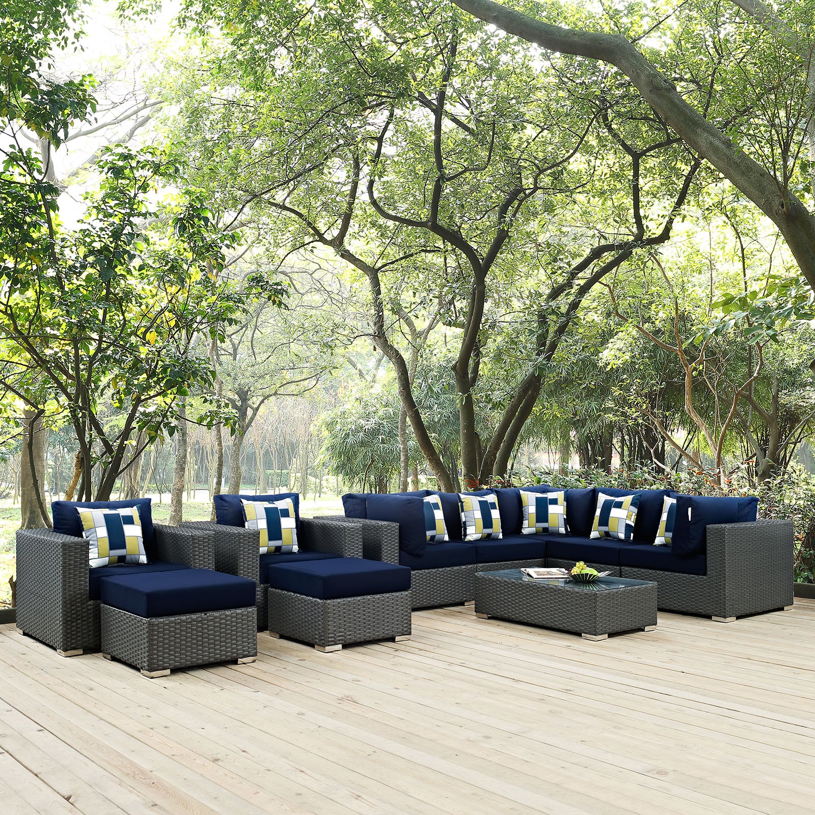 Sojourn 10 Piece Outdoor Patio Sunbrella® Sectional Set - East Shore Modern Home Furnishings