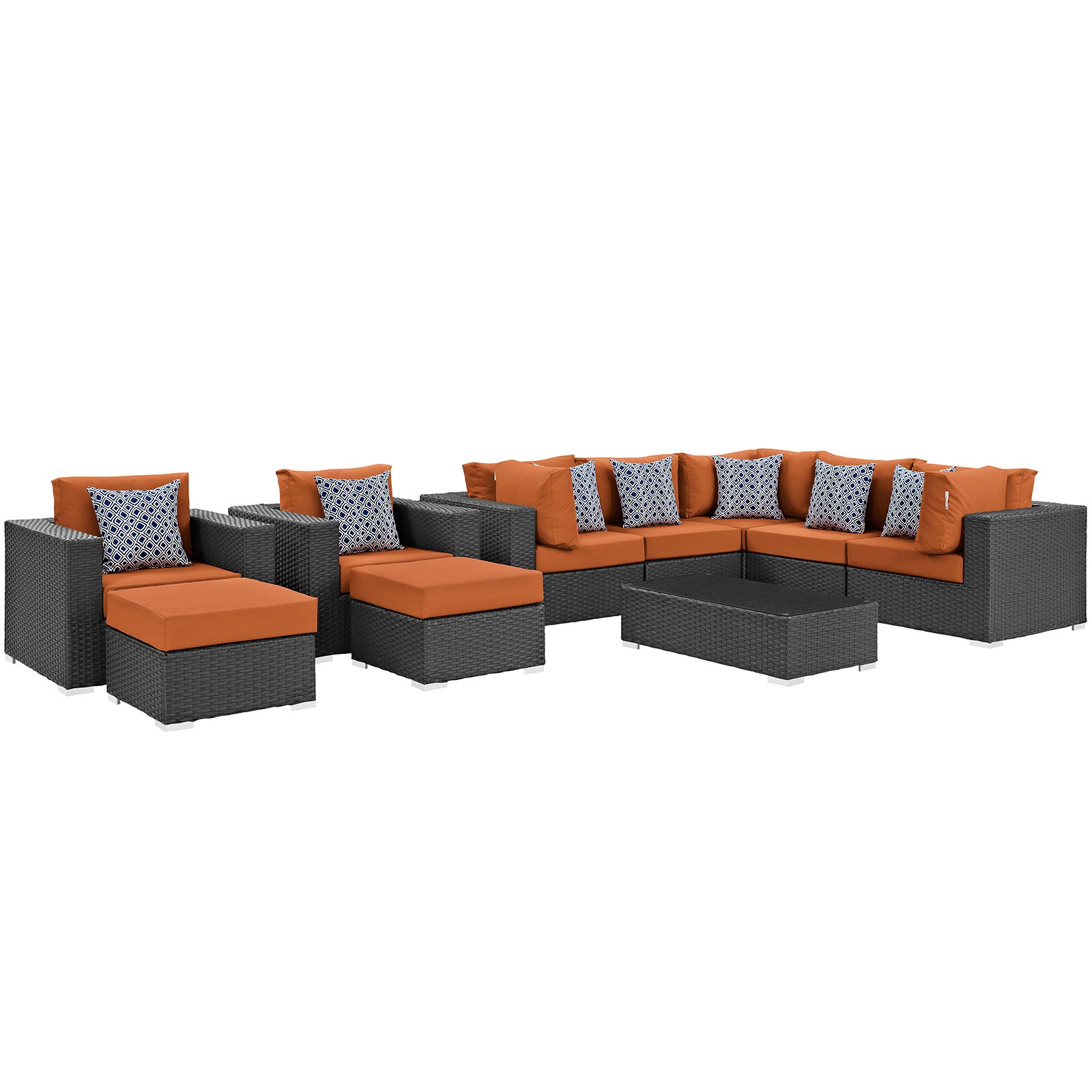 Sojourn 10 Piece Outdoor Patio Sunbrella® Sectional Set - East Shore Modern Home Furnishings