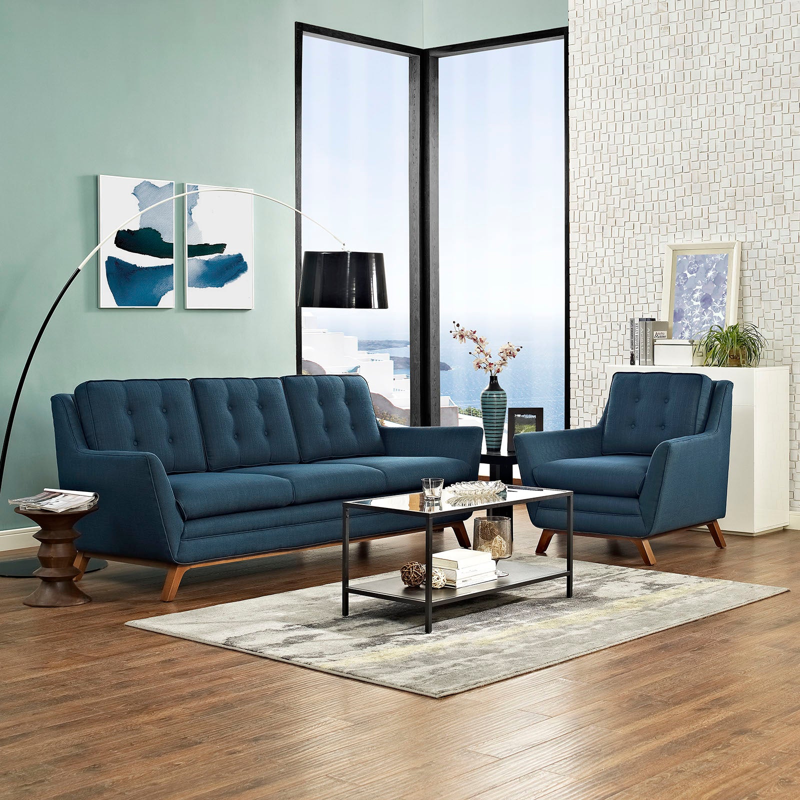 Beguile Living Room Set Upholstered Fabric Set of 2