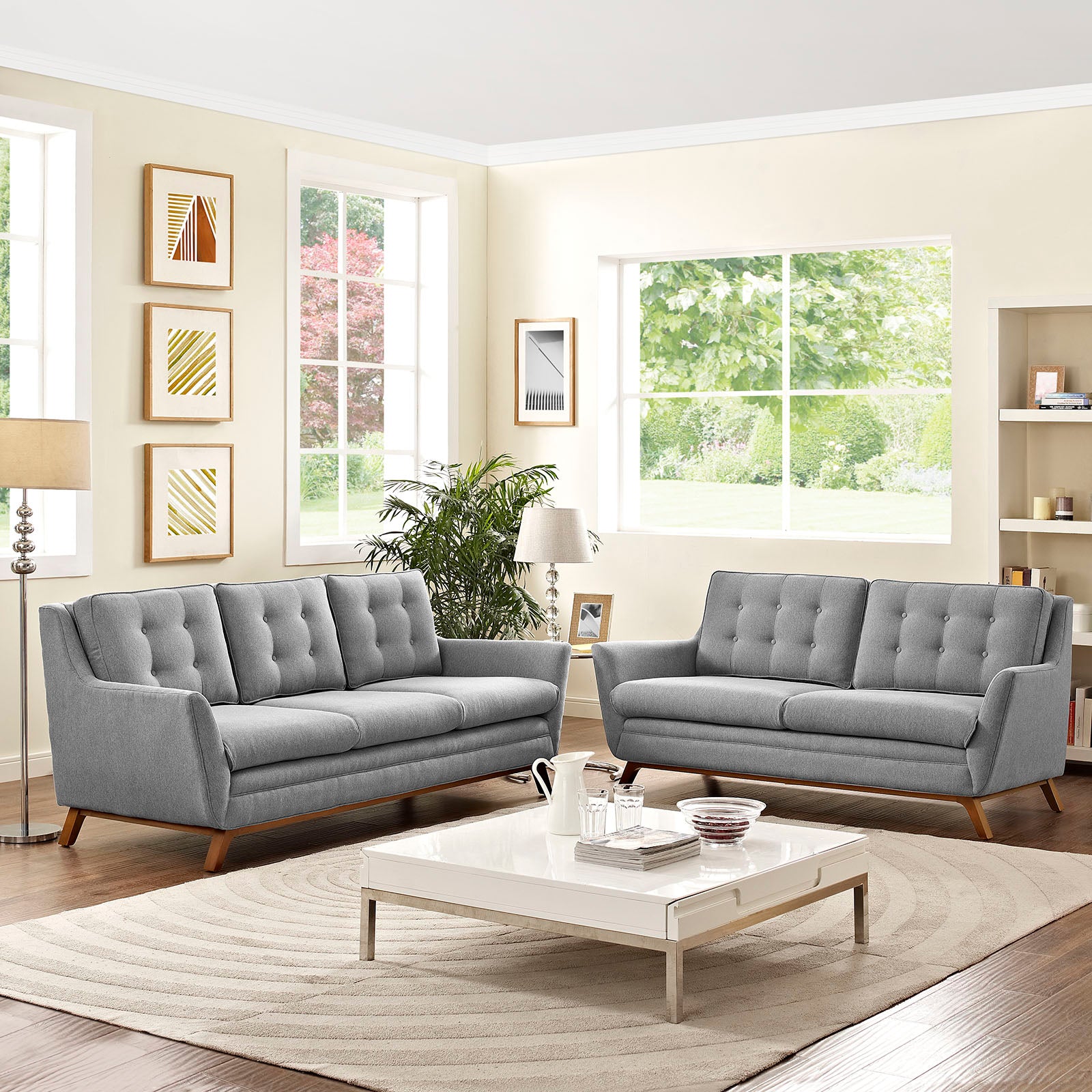 Beguile Living Room Set Upholstered Fabric Set of 2