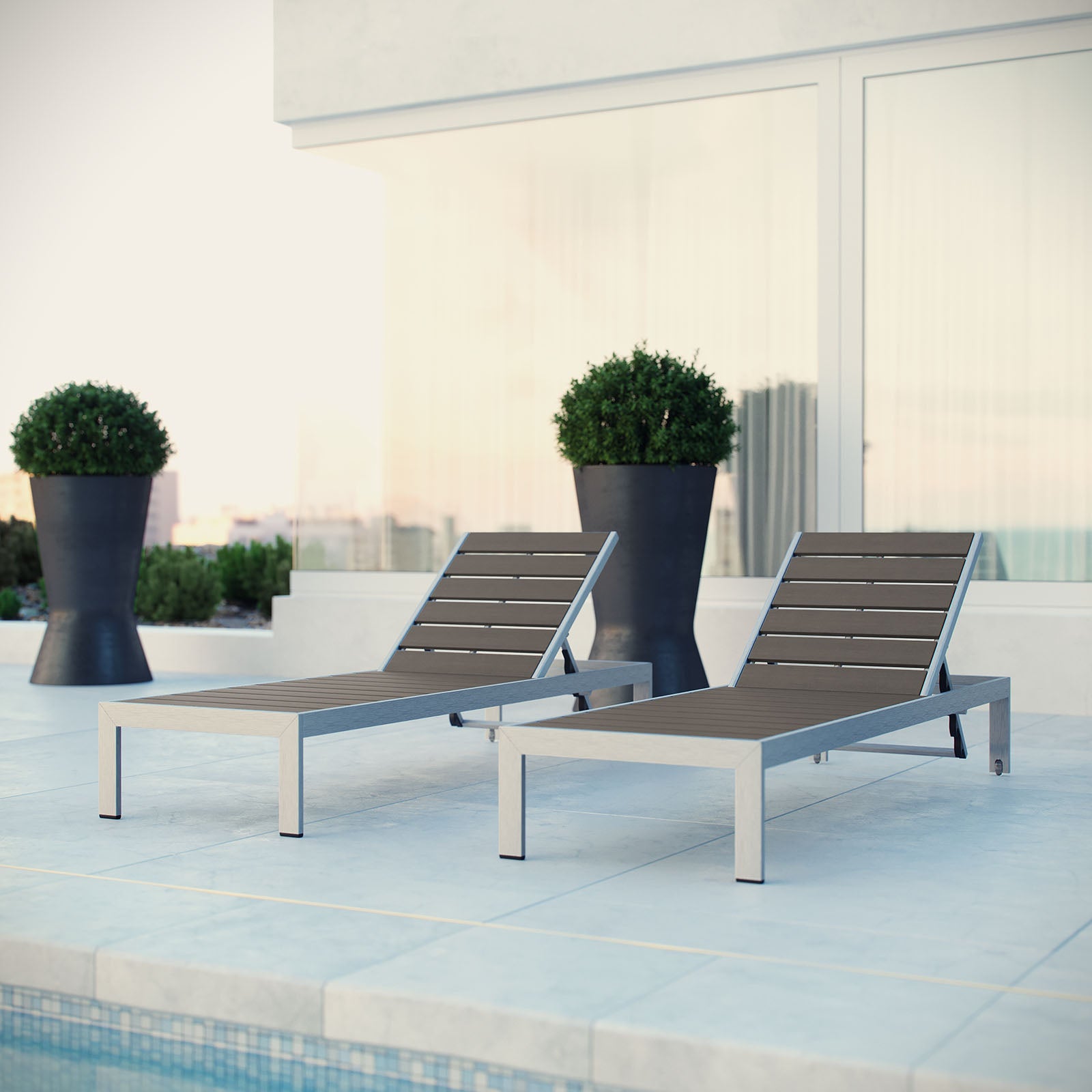 Shore Chaise Outdoor Patio Aluminum Set of 2 - East Shore Modern Home Furnishings