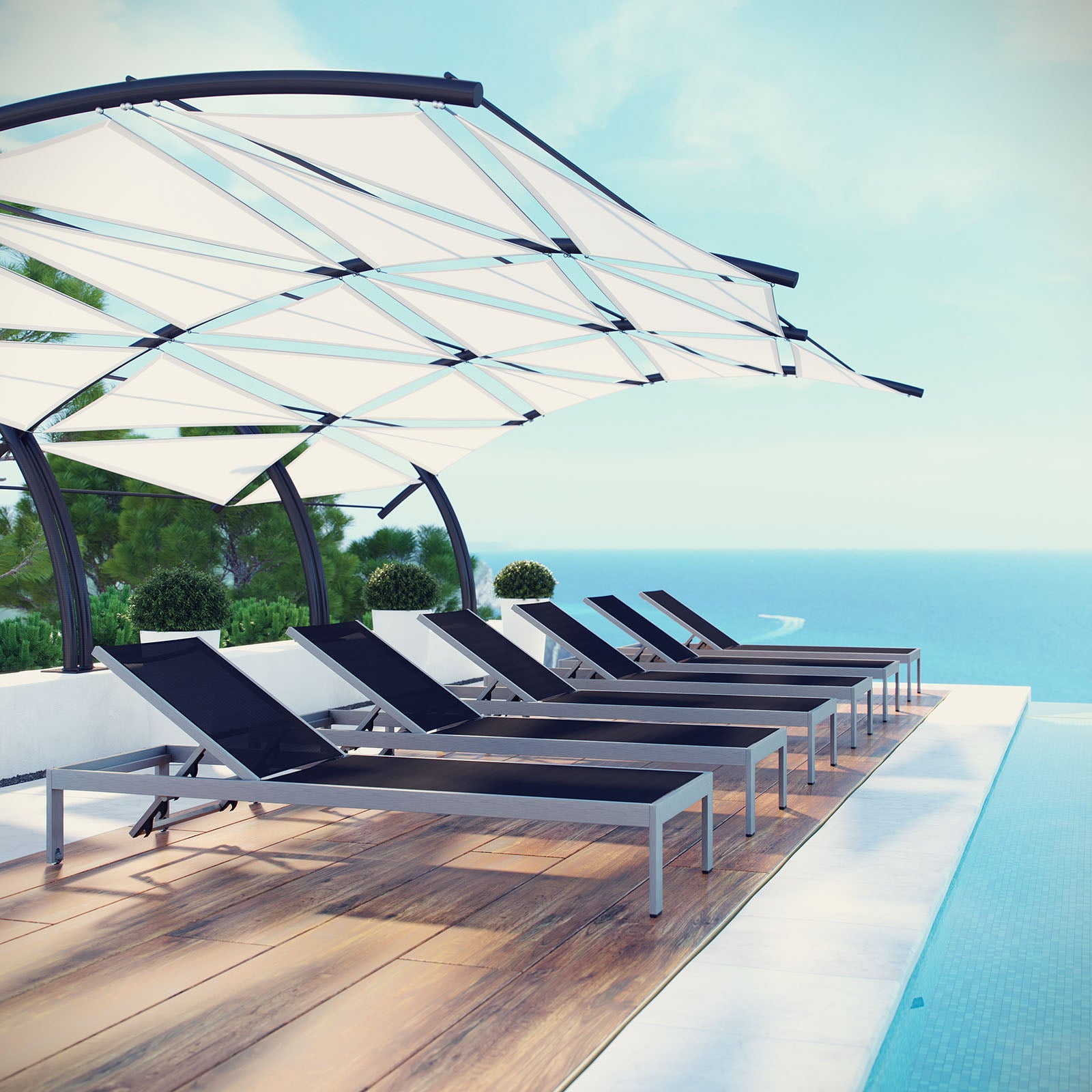 Shore Chaise Outdoor Patio Aluminum Set of 6 - East Shore Modern Home Furnishings