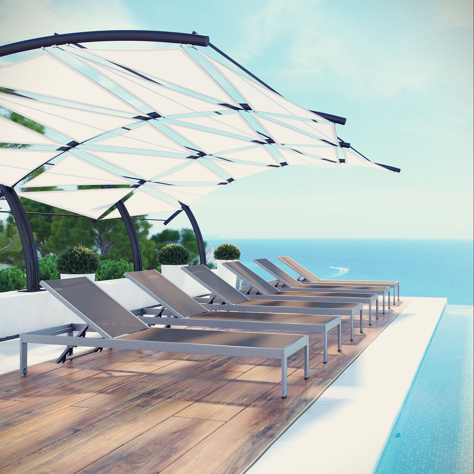 Shore Chaise Outdoor Patio Aluminum Set of 6 - East Shore Modern Home Furnishings