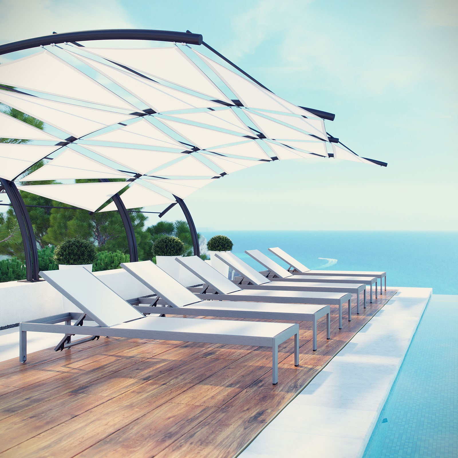 Shore Chaise Outdoor Patio Aluminum Set of 6 - East Shore Modern Home Furnishings
