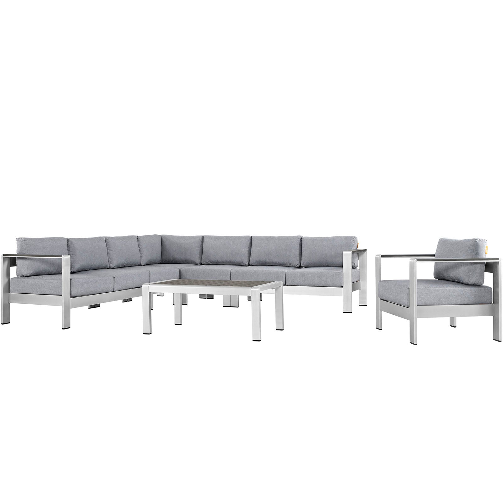 Shore 7 Piece Outdoor Patio Aluminum Sectional Sofa Set - East Shore Modern Home Furnishings