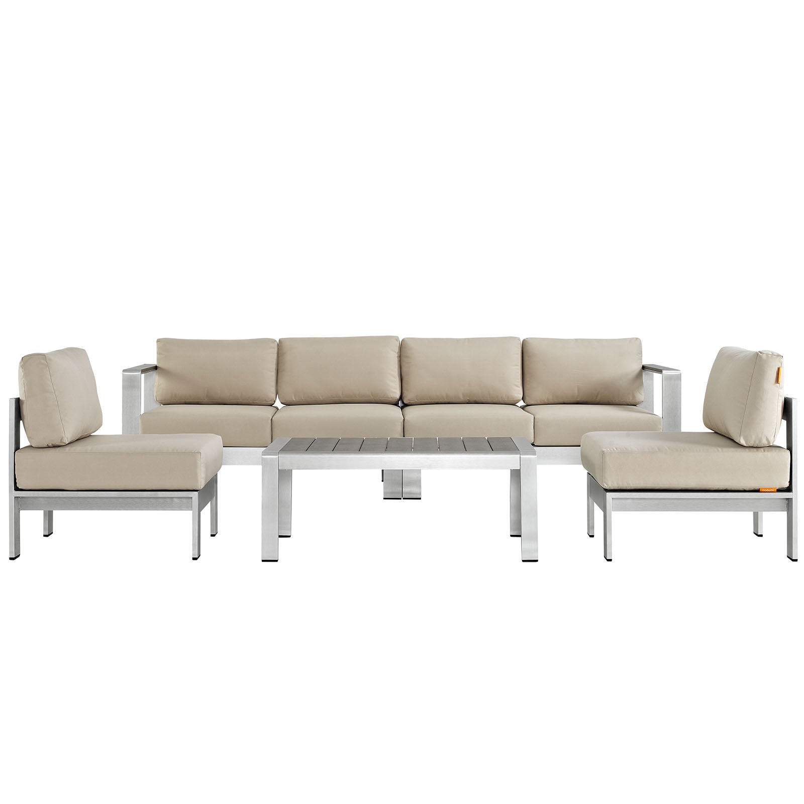 Shore 5 Piece Outdoor Patio Aluminum Sectional Sofa Set - East Shore Modern Home Furnishings