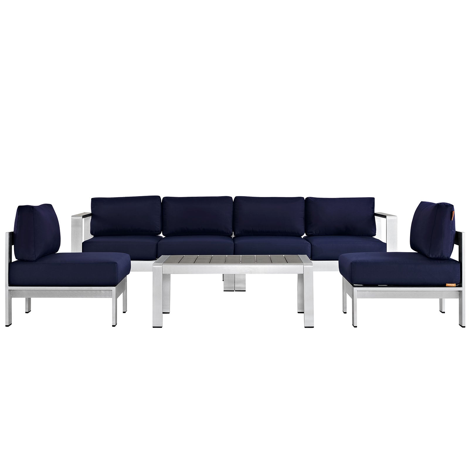 Shore 5 Piece Outdoor Patio Aluminum Sectional Sofa Set - East Shore Modern Home Furnishings