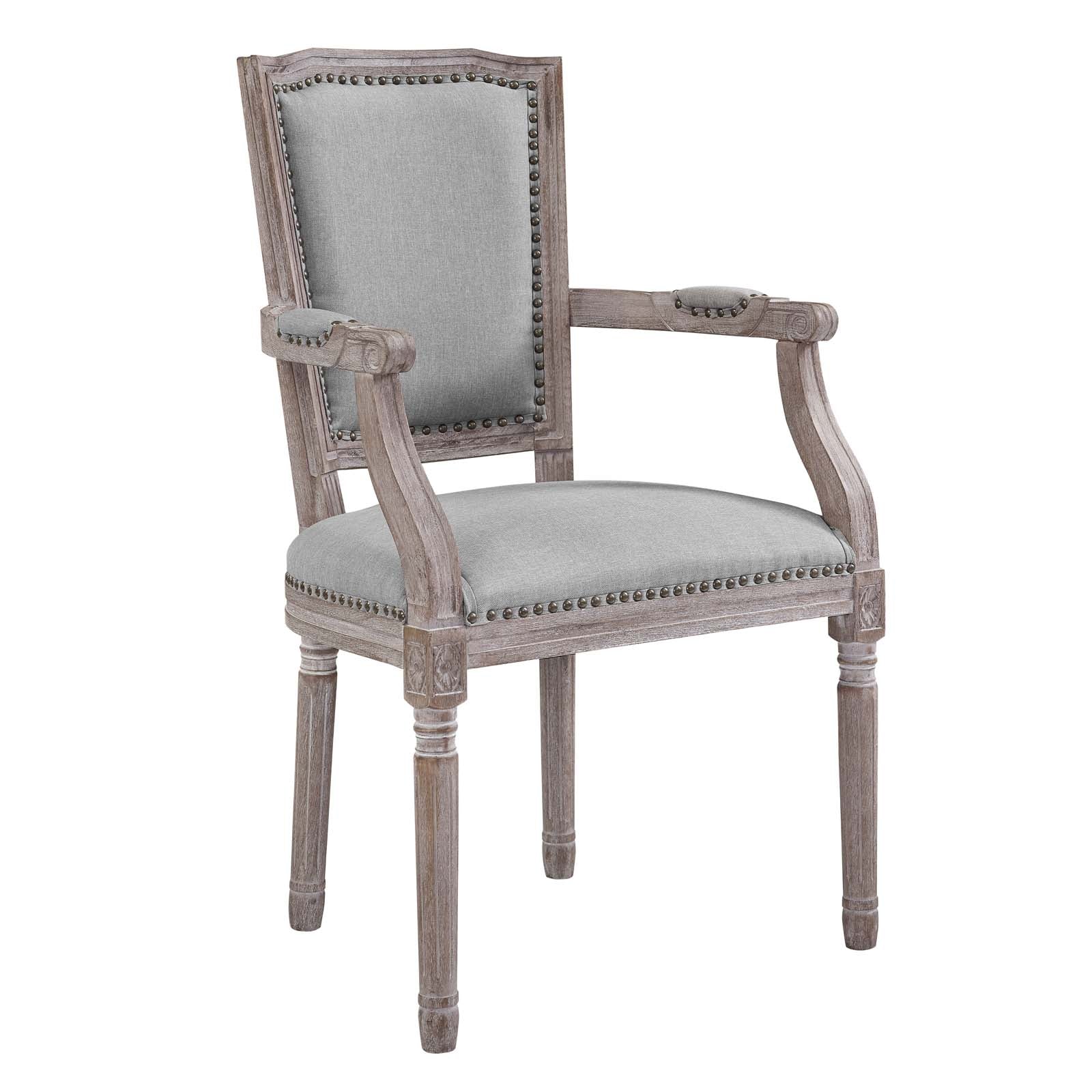 Penchant Vintage French Upholstered Fabric Dining Armchair