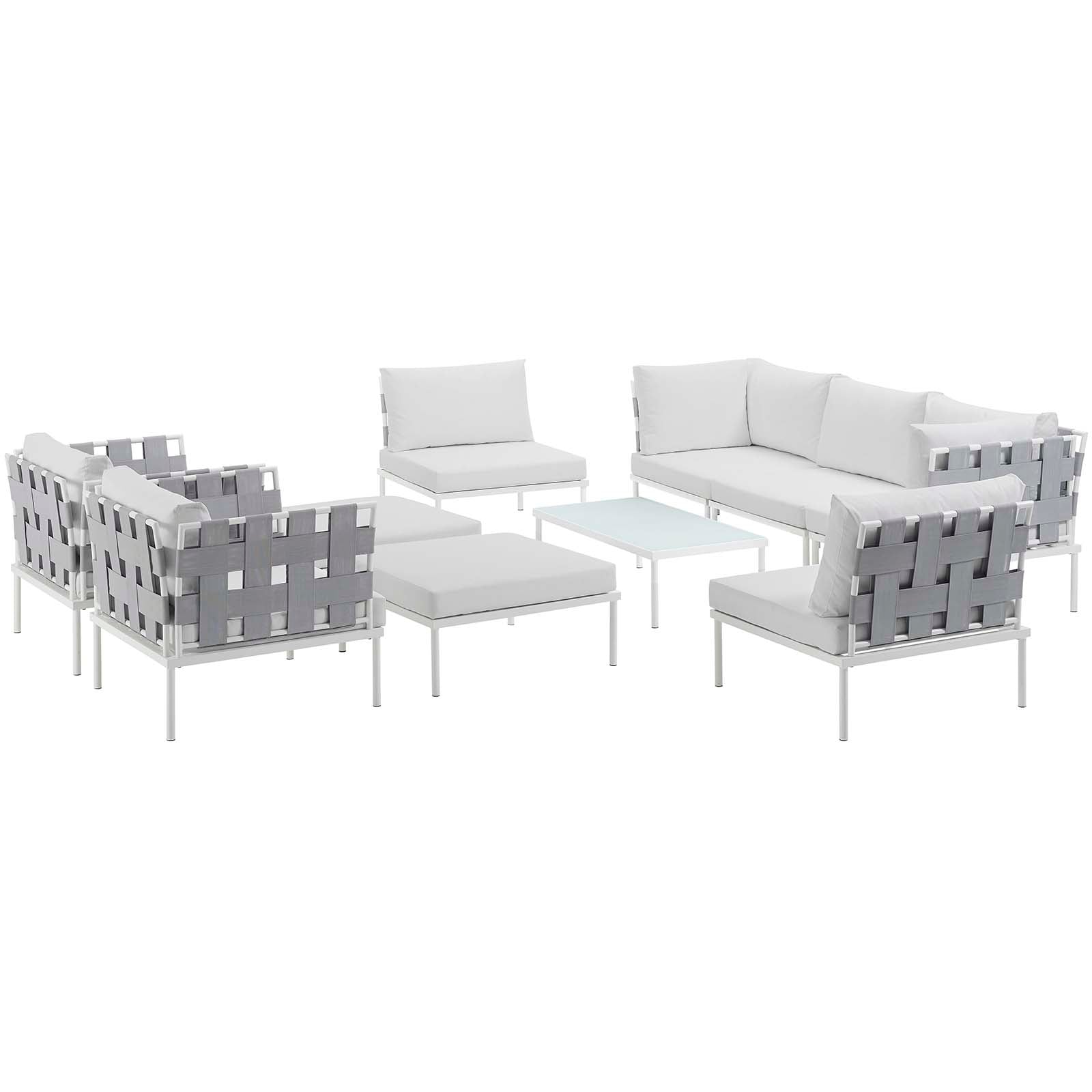 Harmony 10 Piece Outdoor Patio Aluminum Sectional Sofa Set