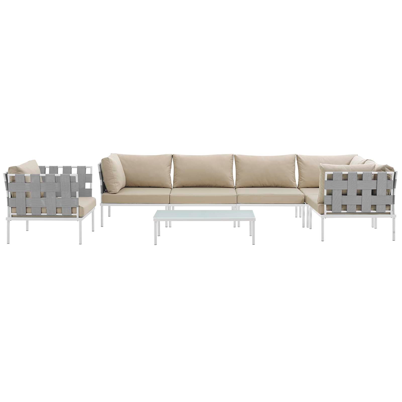 Harmony 7 Piece Outdoor Patio Aluminum Sectional Sofa Set - East Shore Modern Home Furnishings