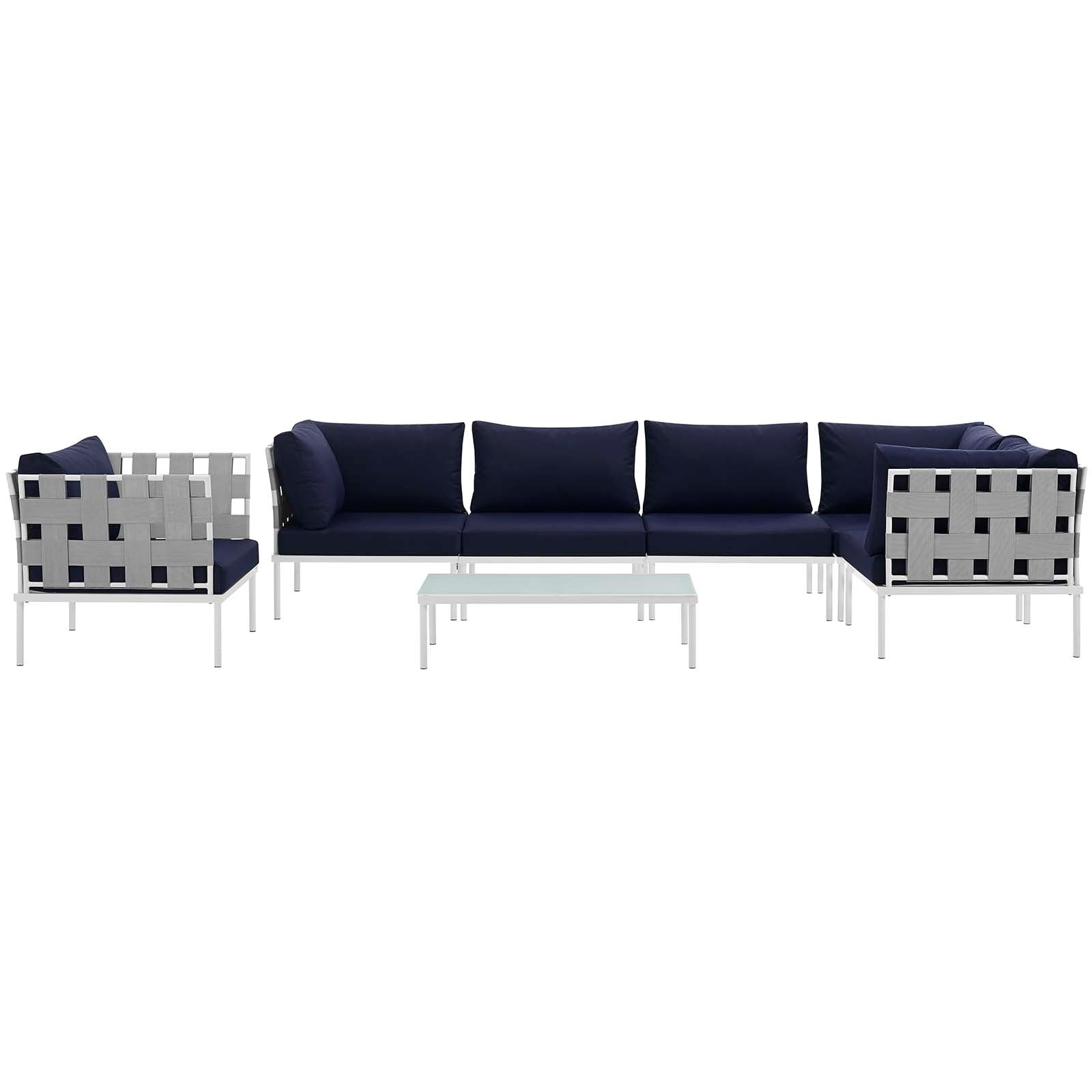 Harmony 7 Piece Outdoor Patio Aluminum Sectional Sofa Set - East Shore Modern Home Furnishings