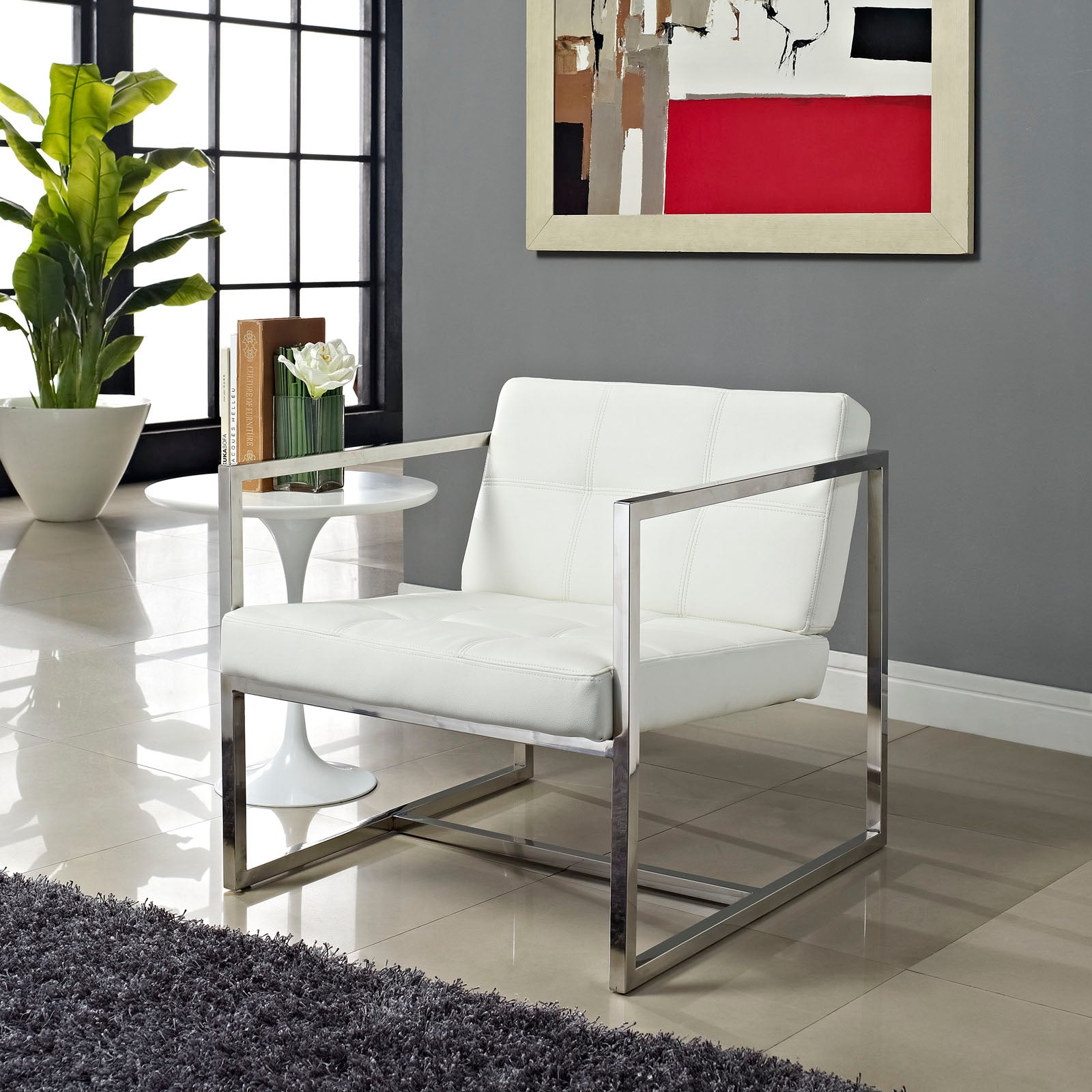 Hover Upholstered Vinyl Lounge Chair - East Shore Modern Home Furnishings