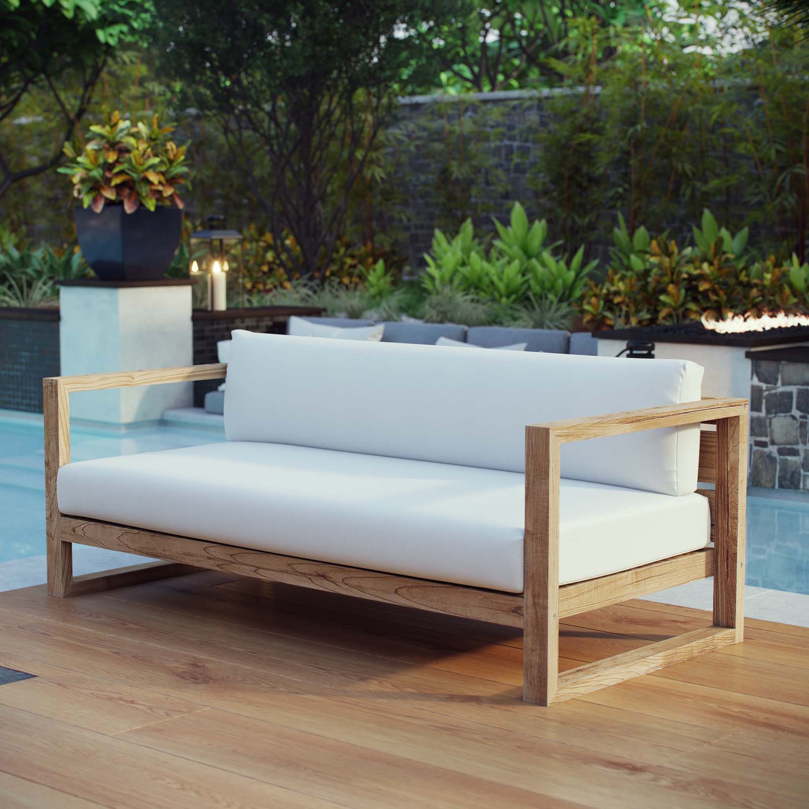 Upland Outdoor Patio Teak Sofa - East Shore Modern Home Furnishings