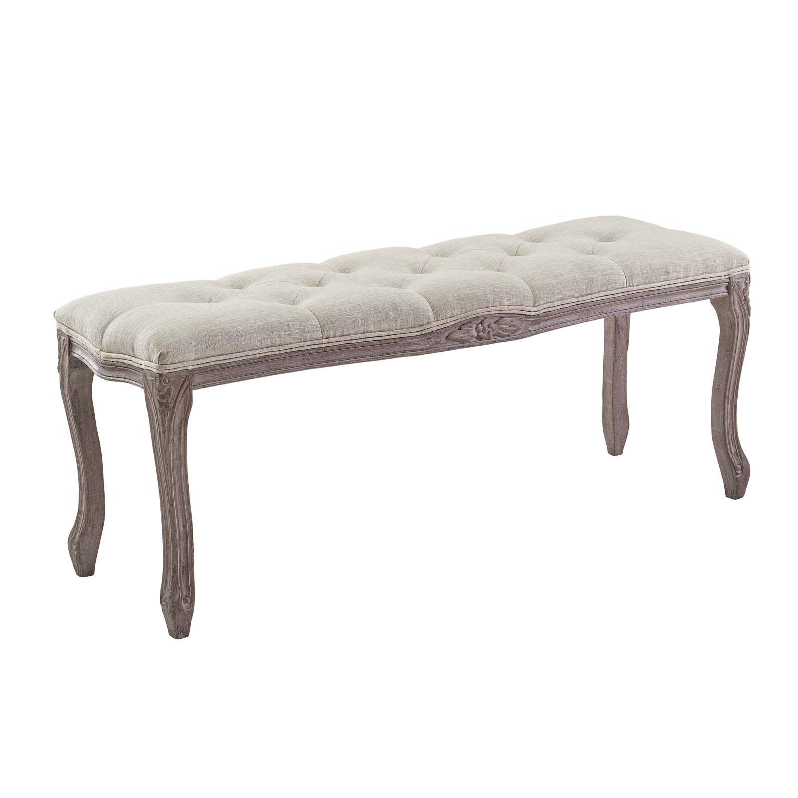 Regal Vintage French Upholstered Fabric Bench